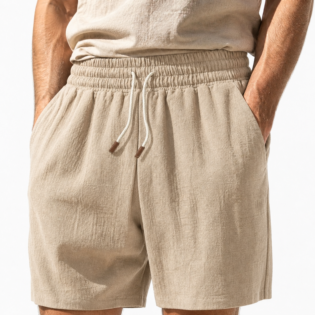 Atelier Rivelle | Short Lin Homme Été Ample Léger Cordon Plage Sport