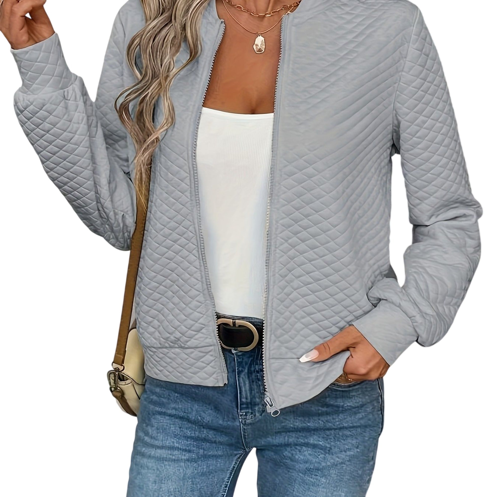 Atelier Rivelle | Cardigan Femme Maille Losange Zip Printemps Automne Chic