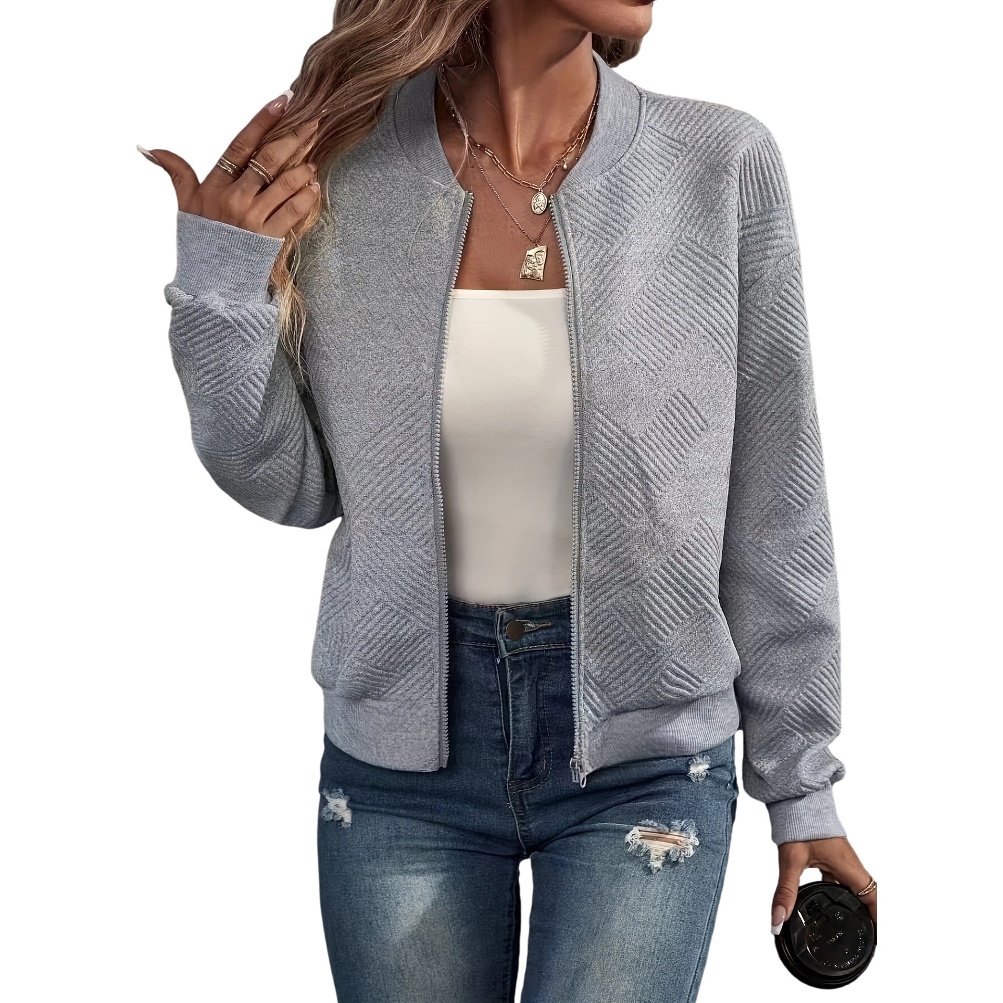 Atelier Rivelle | Cardigan Zippé Femme Mi-Saison Décontracté Léger Uni