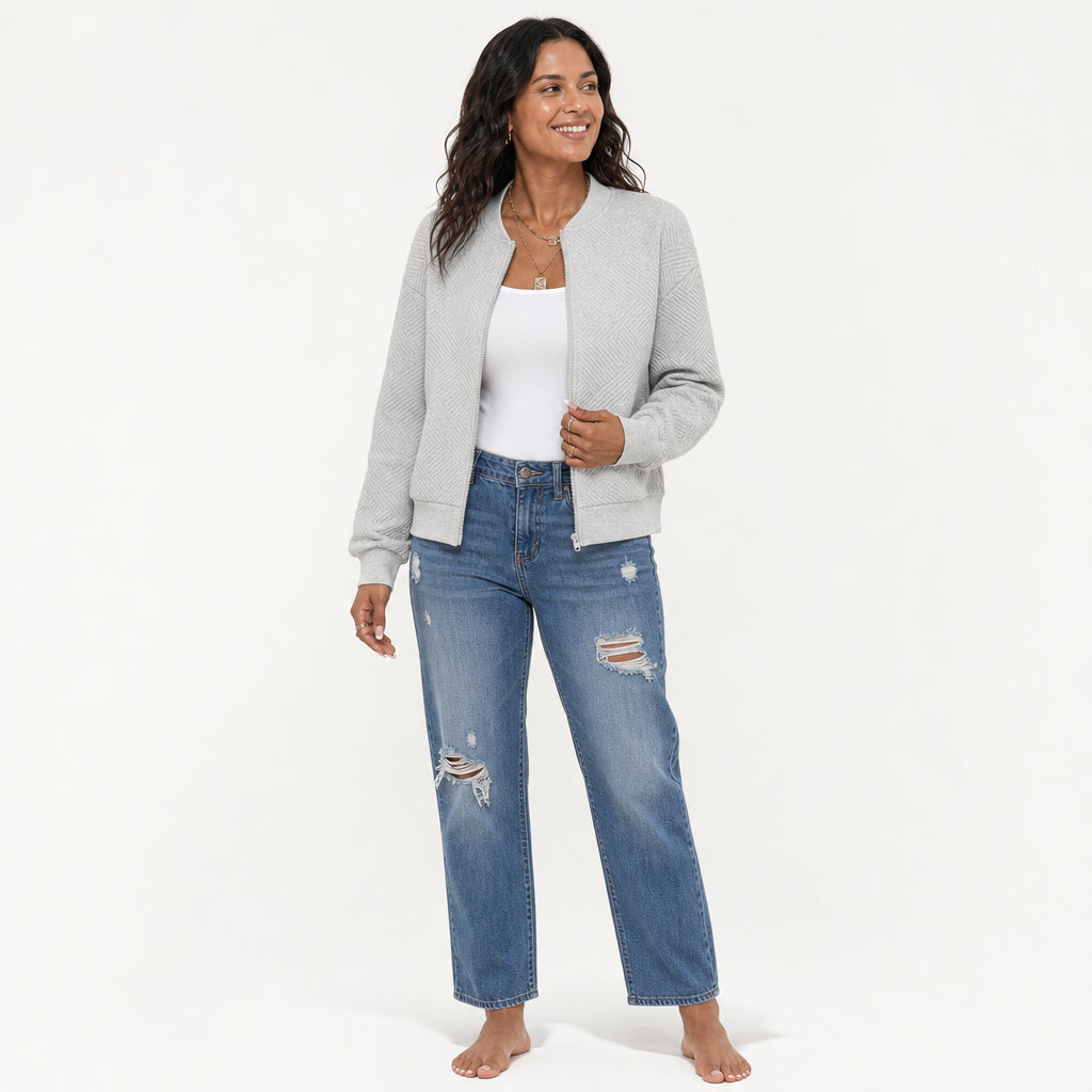 Atelier Rivelle | Cardigan Zippé Femme Mi-Saison Décontracté Léger Uni