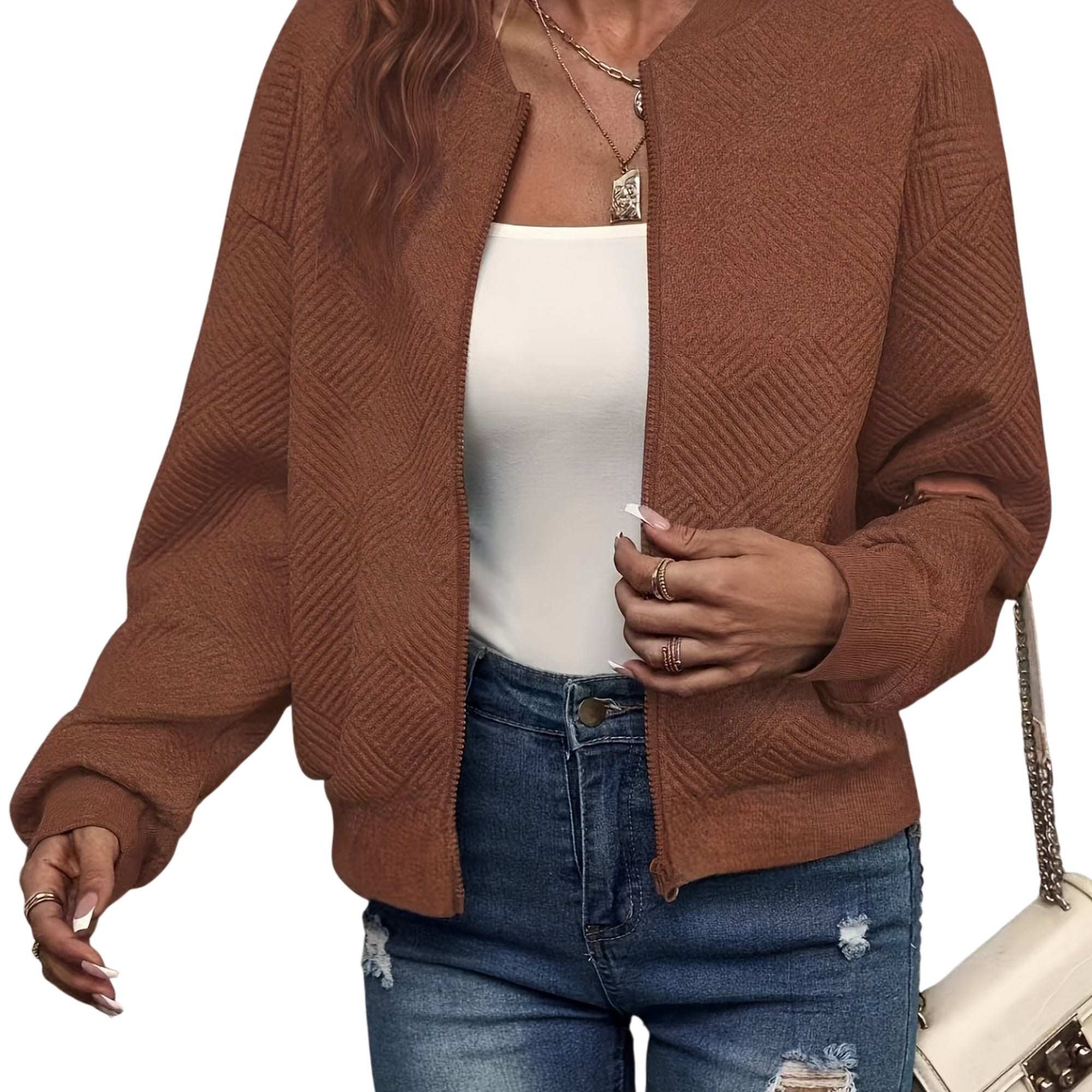 Atelier Rivelle | Cardigan Zippé Femme Mi-Saison Décontracté Léger Uni