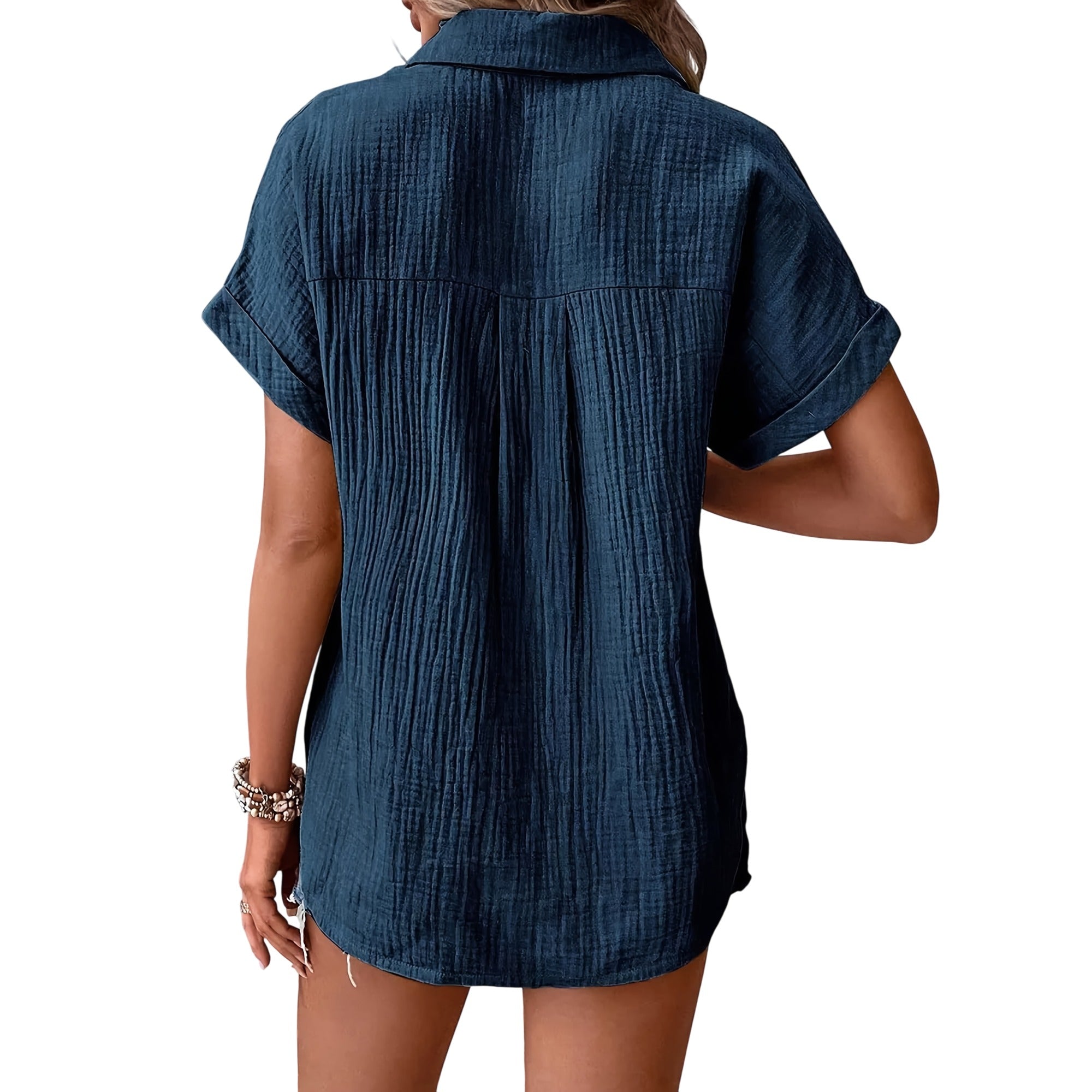 Atelier Rivelle | Chemise Femme Été Texturée Col Boutonné Légère
