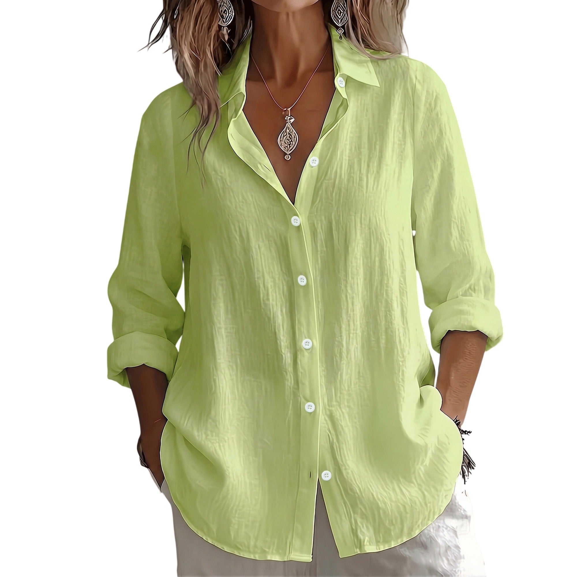 Atelier Rivelle | Chemise Lin Femme Été Col V Ample Bohème Légère