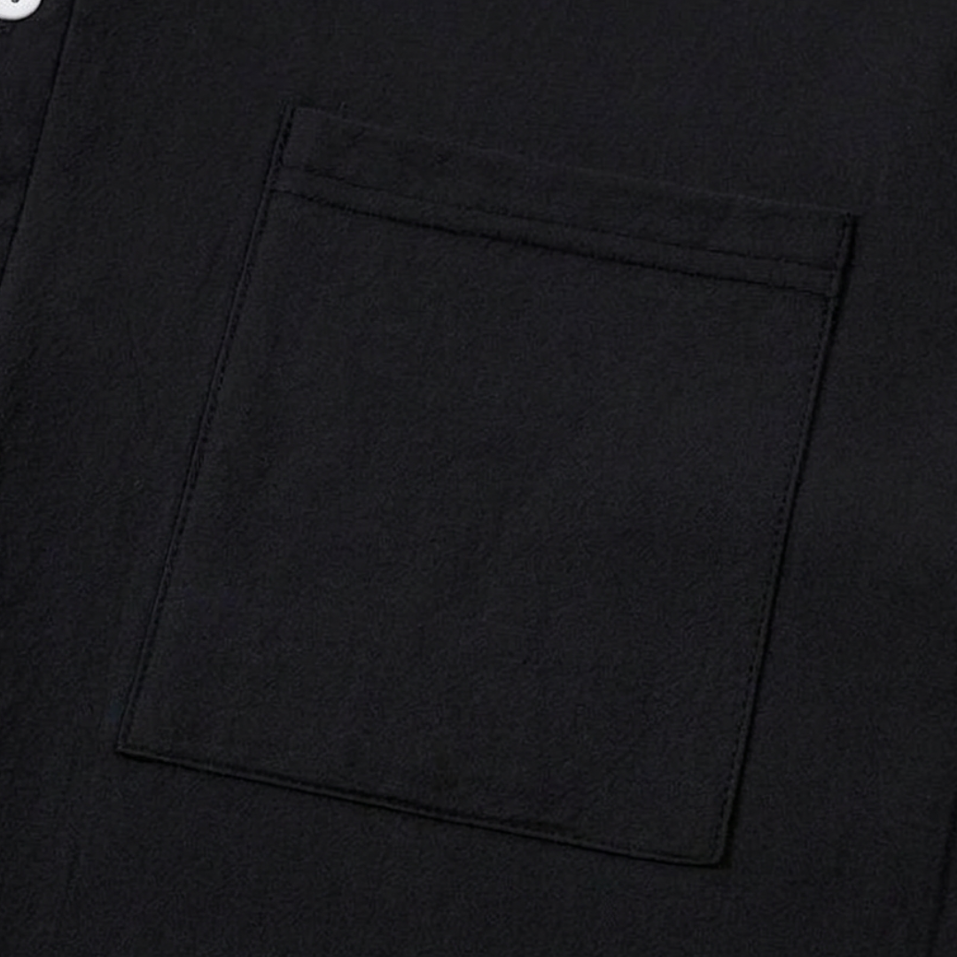 Atelier Rivelle | Chemise Lin Homme Été Col Mao Manches Courtes Décontractée