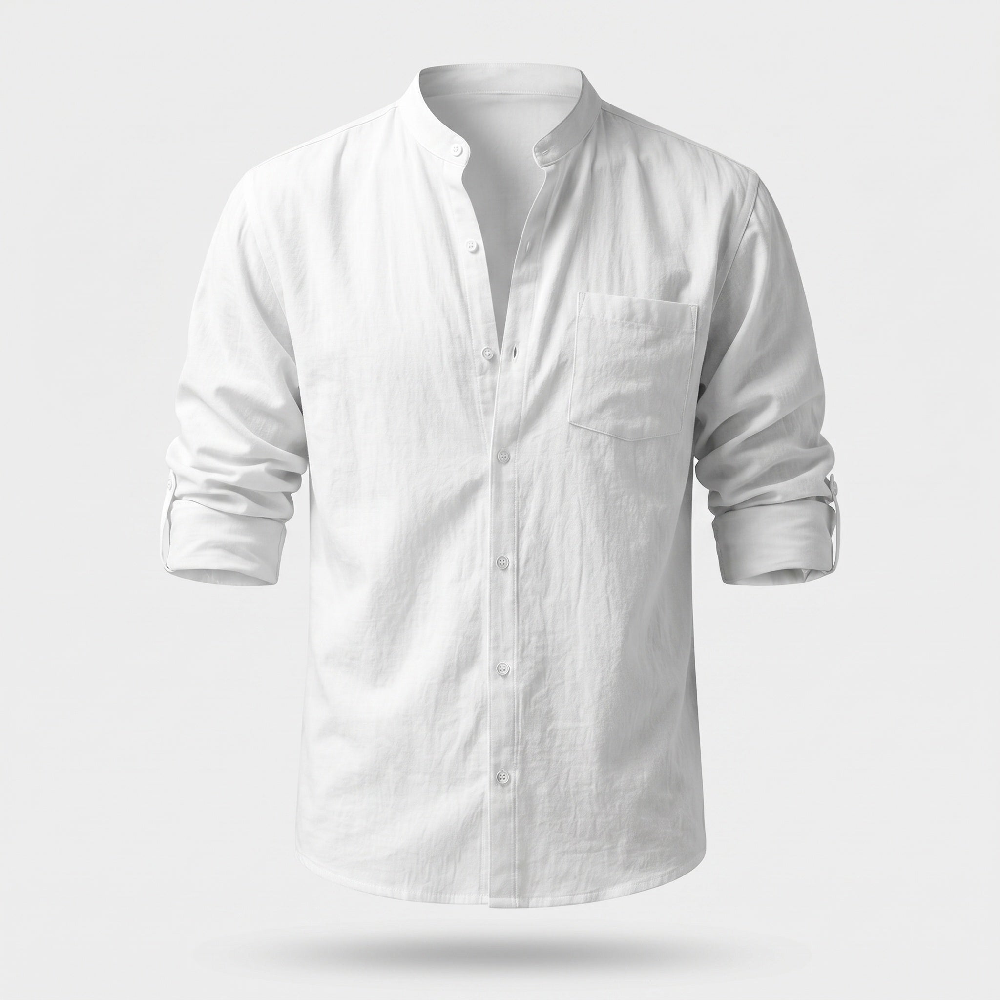 Atelier Rivelle | Chemise Lin Homme Mi-Saison Col Montant Respirant Décontracté