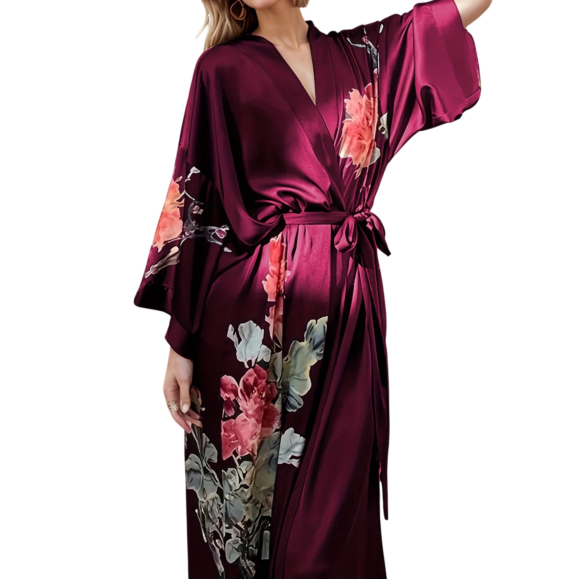 Atelier Rivelle | Chemise de Nuit Satin Femme Grande Taille Floral Ample Élégante
