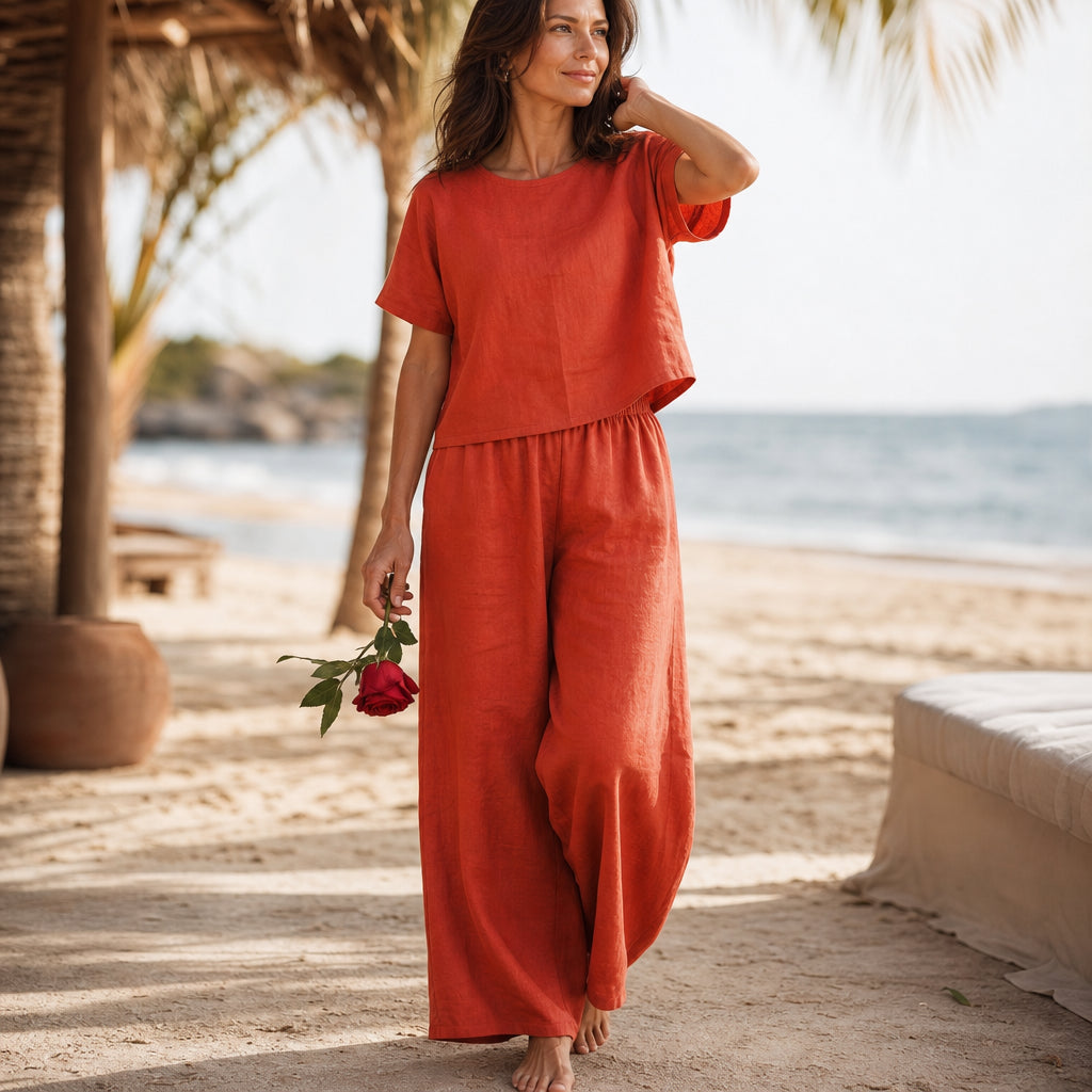 Atelier Rivelle | Combinaison Femme Ample Fluide Manches Courtes Élégante Été