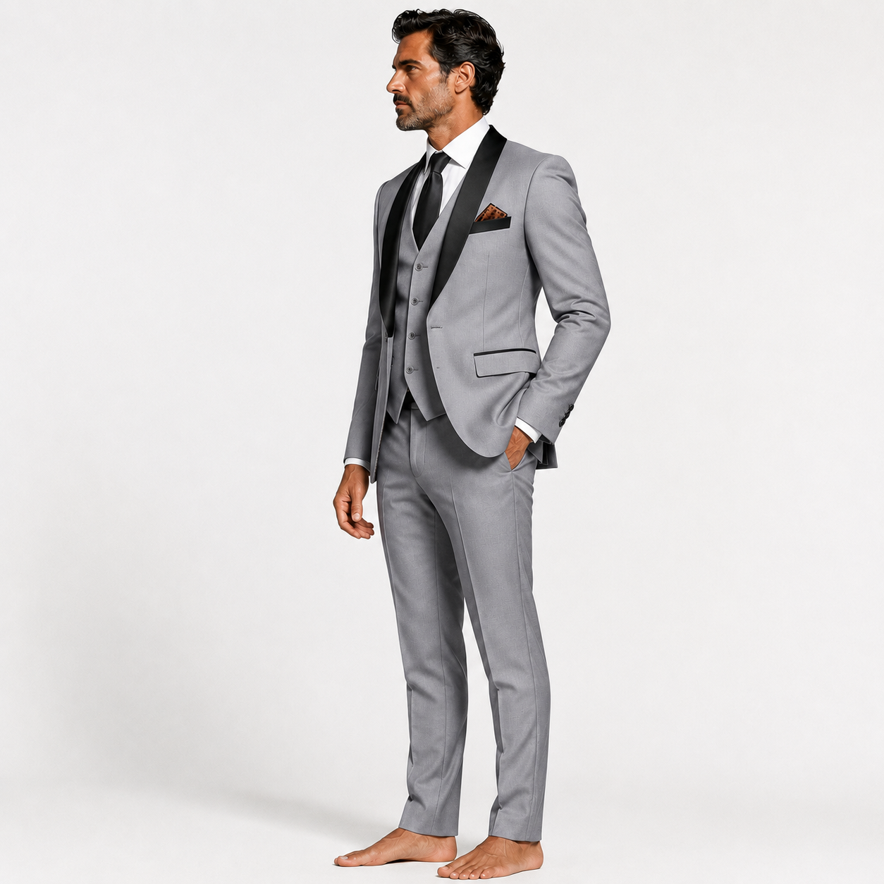 Atelier Rivelle | Costume Homme 3 Pièces Blazer Gilet Pantalon Élégant Mariage Gris