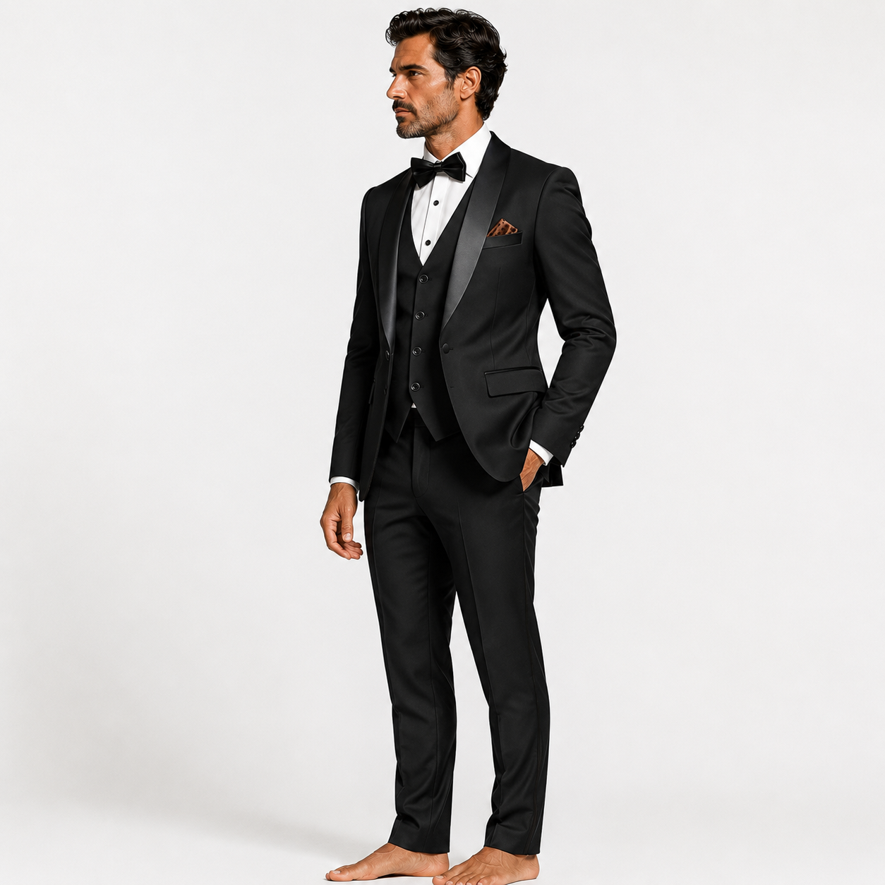 Atelier Rivelle | Costume Homme 3 Pièces Blazer Gilet Pantalon Élégant Mariage Noir