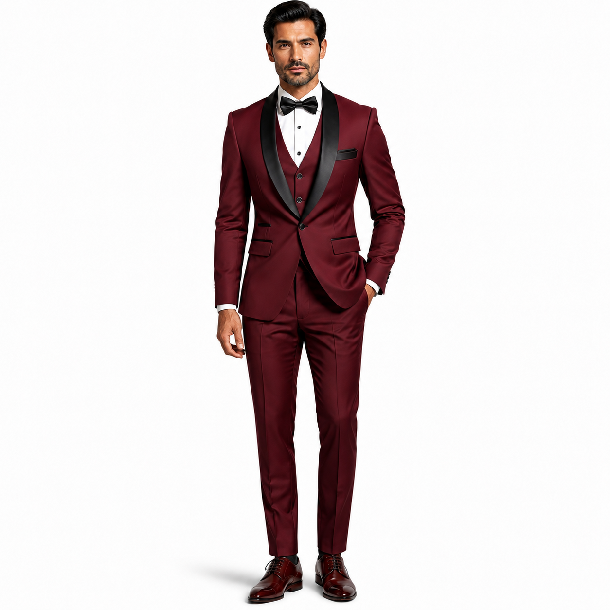 Atelier Rivelle | Costume Homme 3 Pièces Blazer Gilet Pantalon Élégant Mariage Bordeaux
