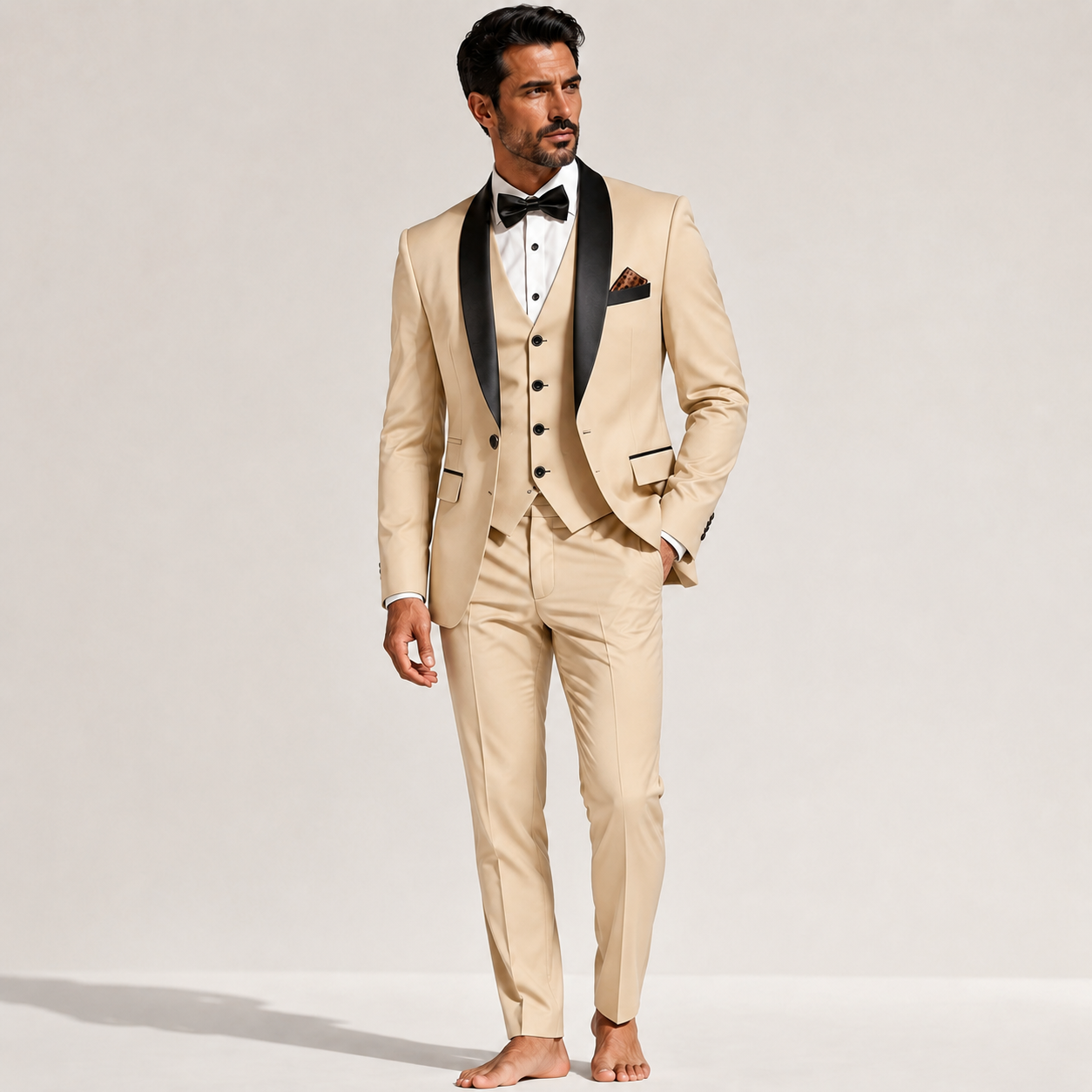 Atelier Rivelle | Costume Homme 3 Pièces Blazer Gilet Pantalon Élégant Mariage Beige