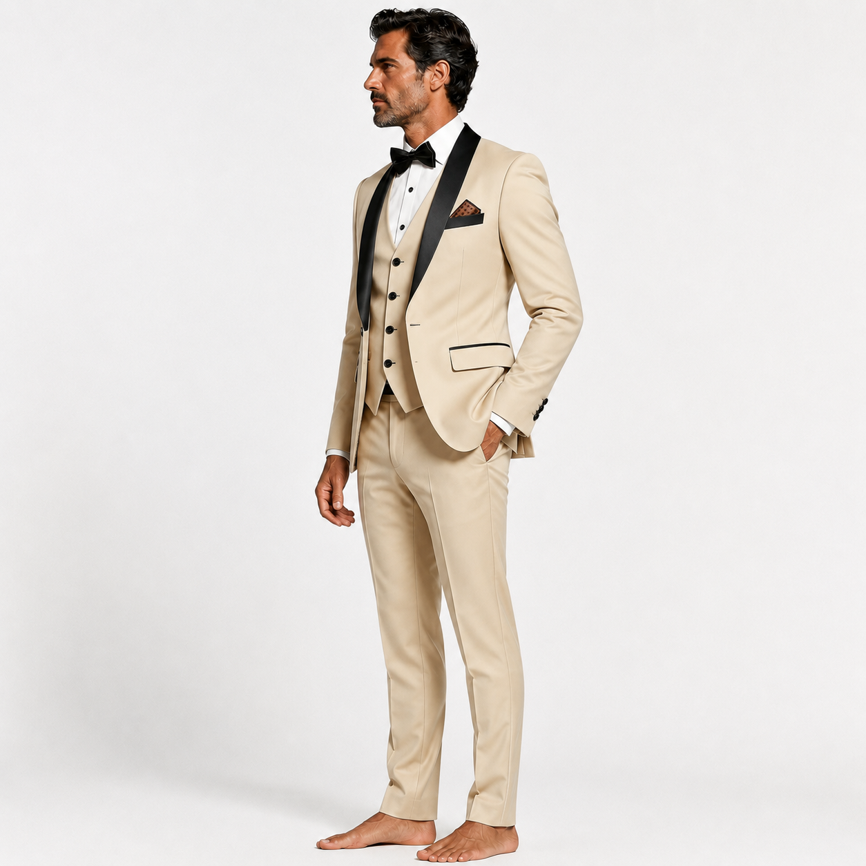 Atelier Rivelle | Costume Homme 3 Pièces Blazer Gilet Pantalon Élégant Mariage Beige