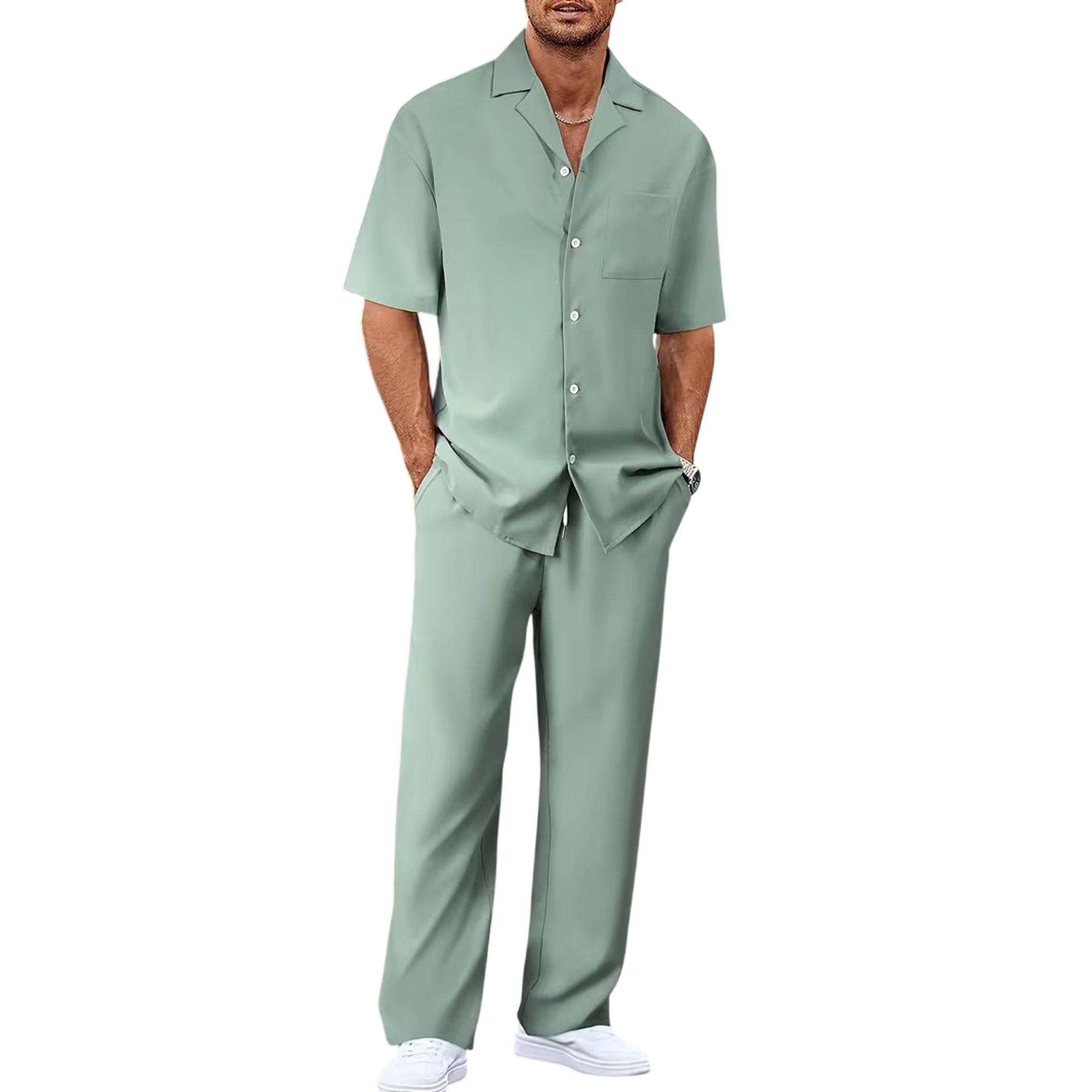 Atelier Rivelle | Ensemble Chemise Pantalon Homme Été Ample Léger Décontracté
