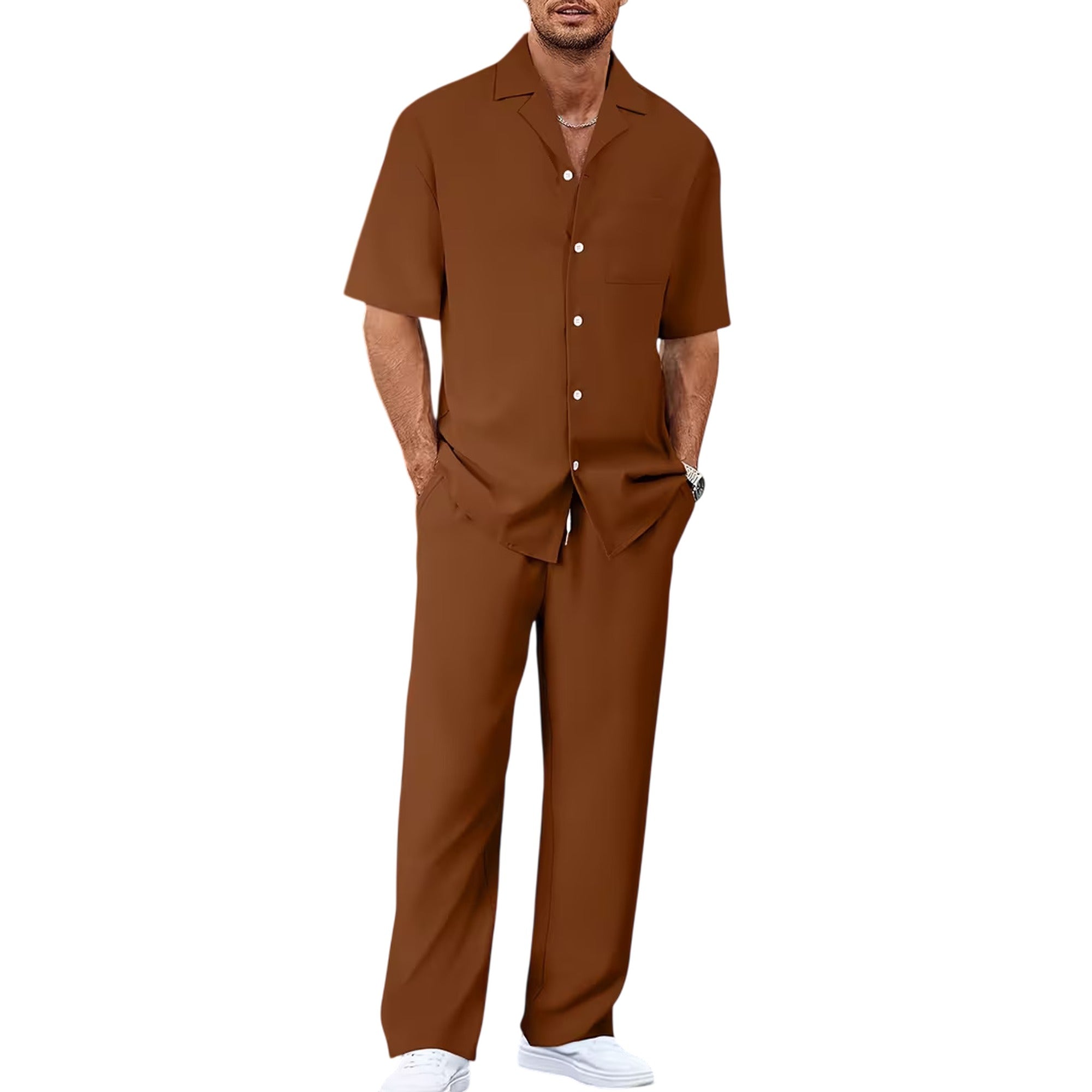 Atelier Rivelle | Ensemble Chemise Pantalon Homme Été Ample Léger Décontracté