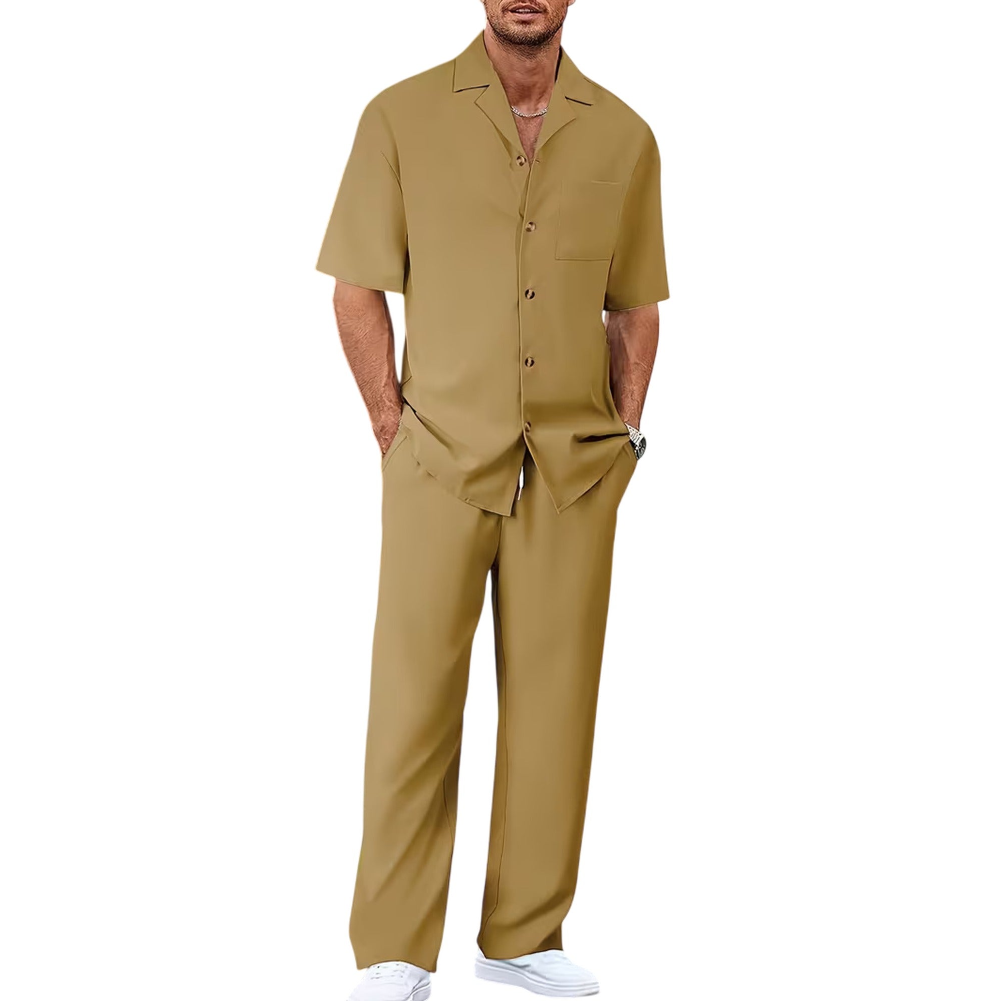 Atelier Rivelle | Ensemble Chemise Pantalon Homme Été Ample Léger Décontracté