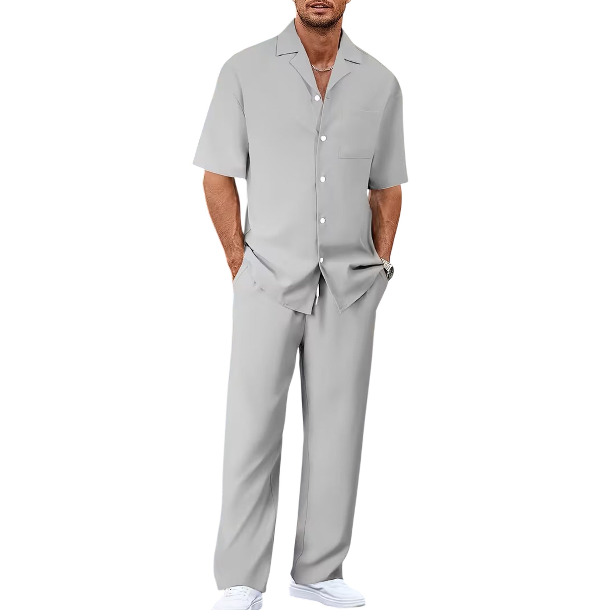 Atelier Rivelle | Ensemble Chemise Pantalon Homme Été Ample Léger Décontracté