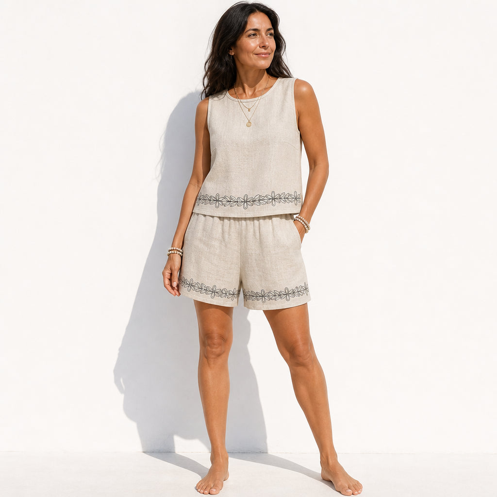 Atelier Rivelle | Ensemble Deux Pièces Femme Été Floral Rétro Chic Vacances