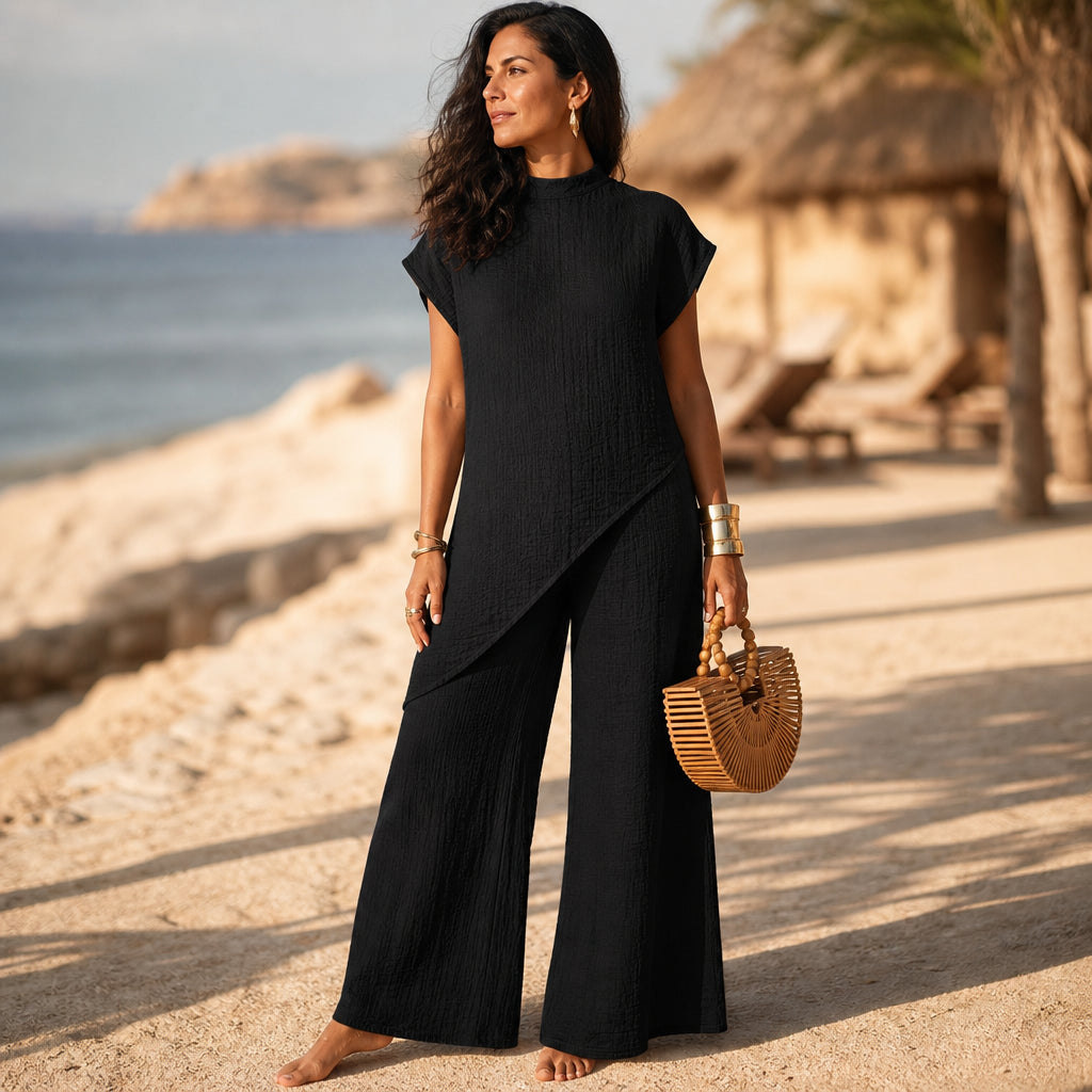 Atelier Rivelle | Ensemble Femme Automne Fluide Ourlet Asymétrique Décontracté