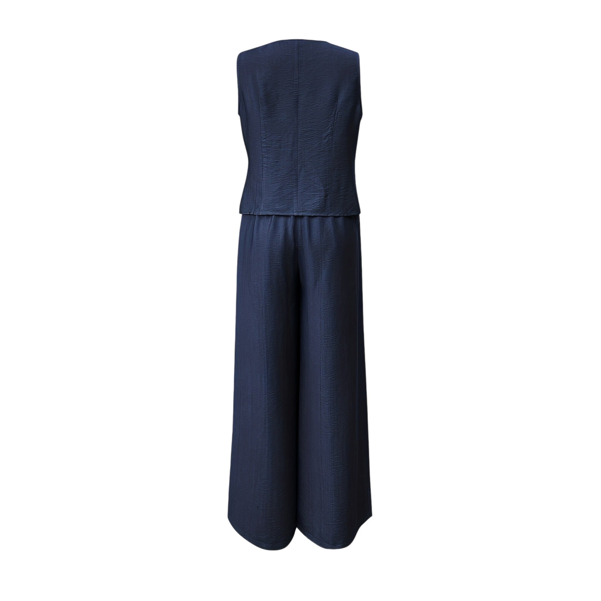 Atelier Rivelle | Ensemble Femme Été Fluide Léger Col V Élégant Bleu Marine