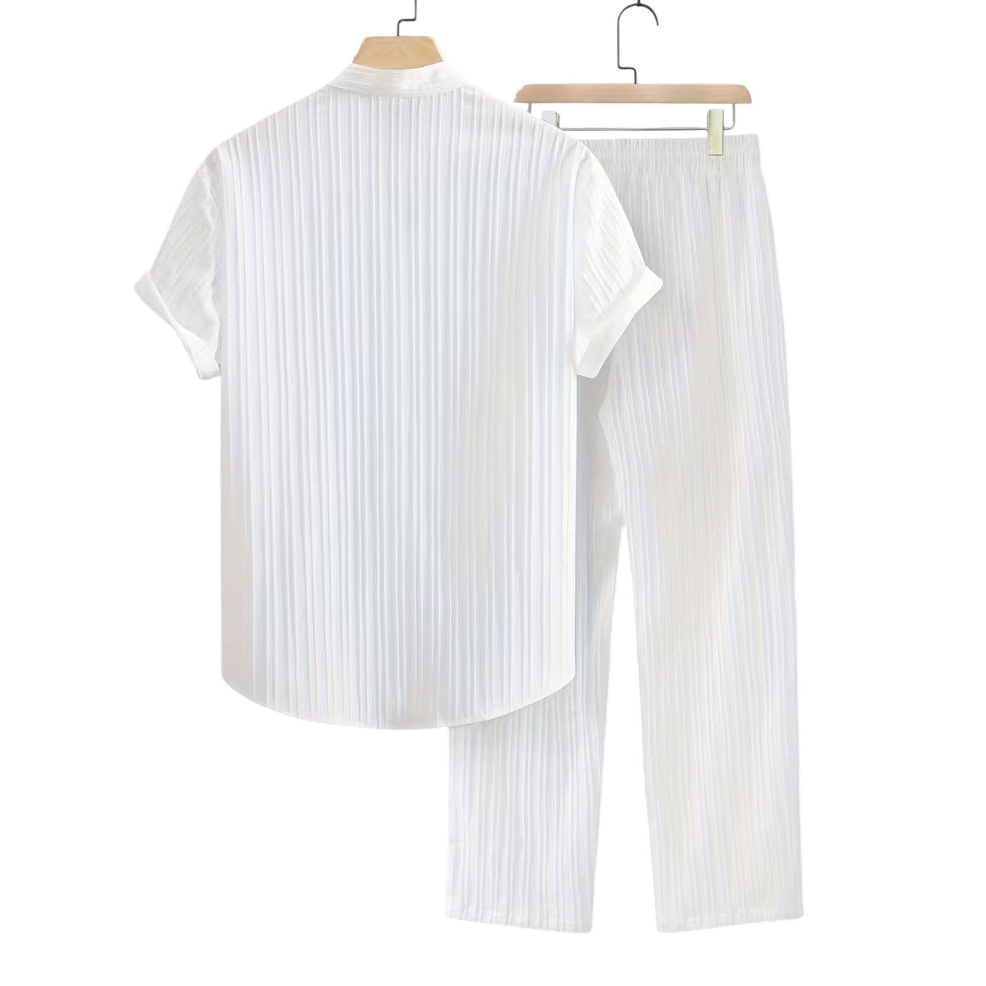 Atelier Rivelle | Ensemble Homme Été Chemise Col Montant Pantalon Cordon Léger