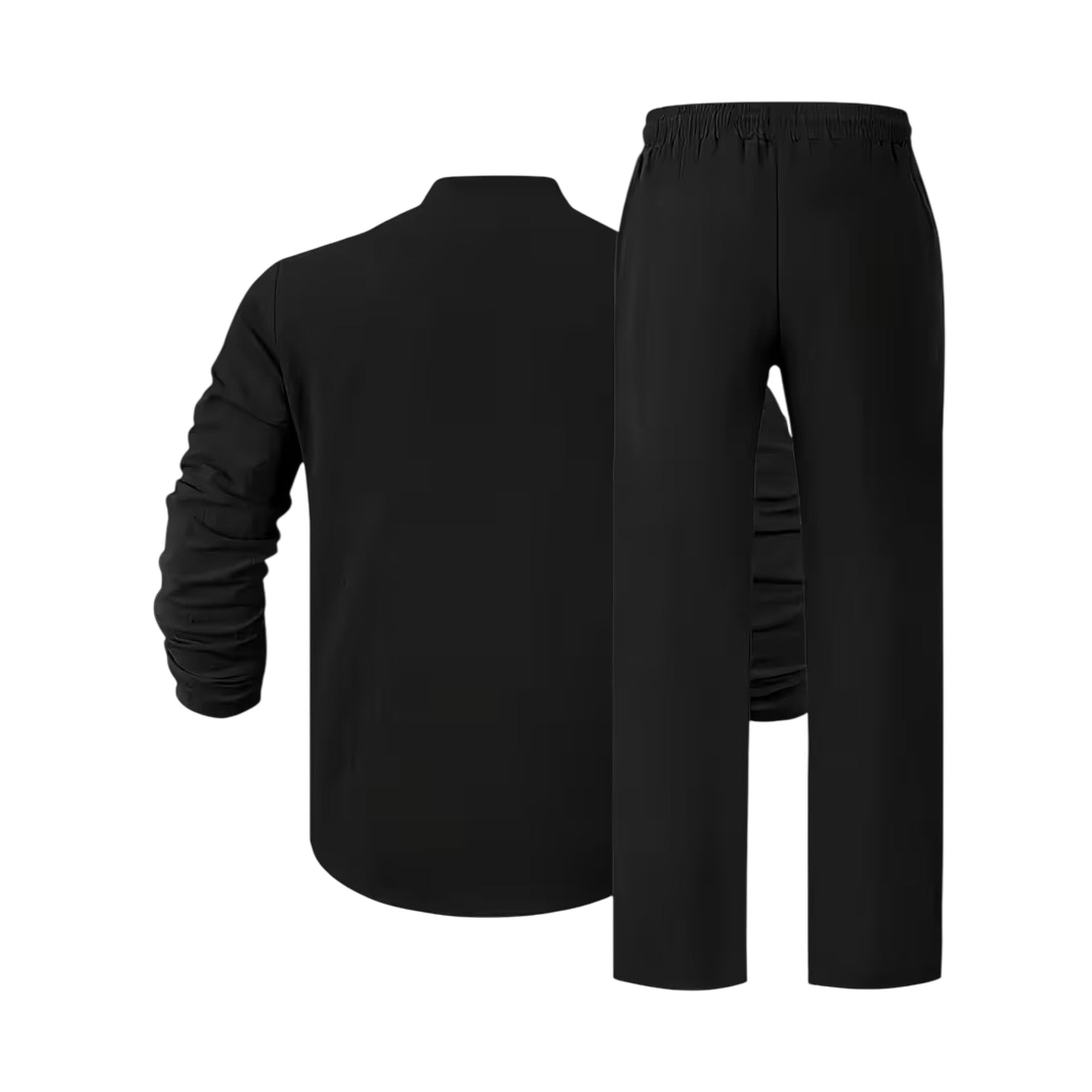 Atelier Rivelle | Ensemble Lin Homme Ample Col V Manches Longues Ceinture Décontracté