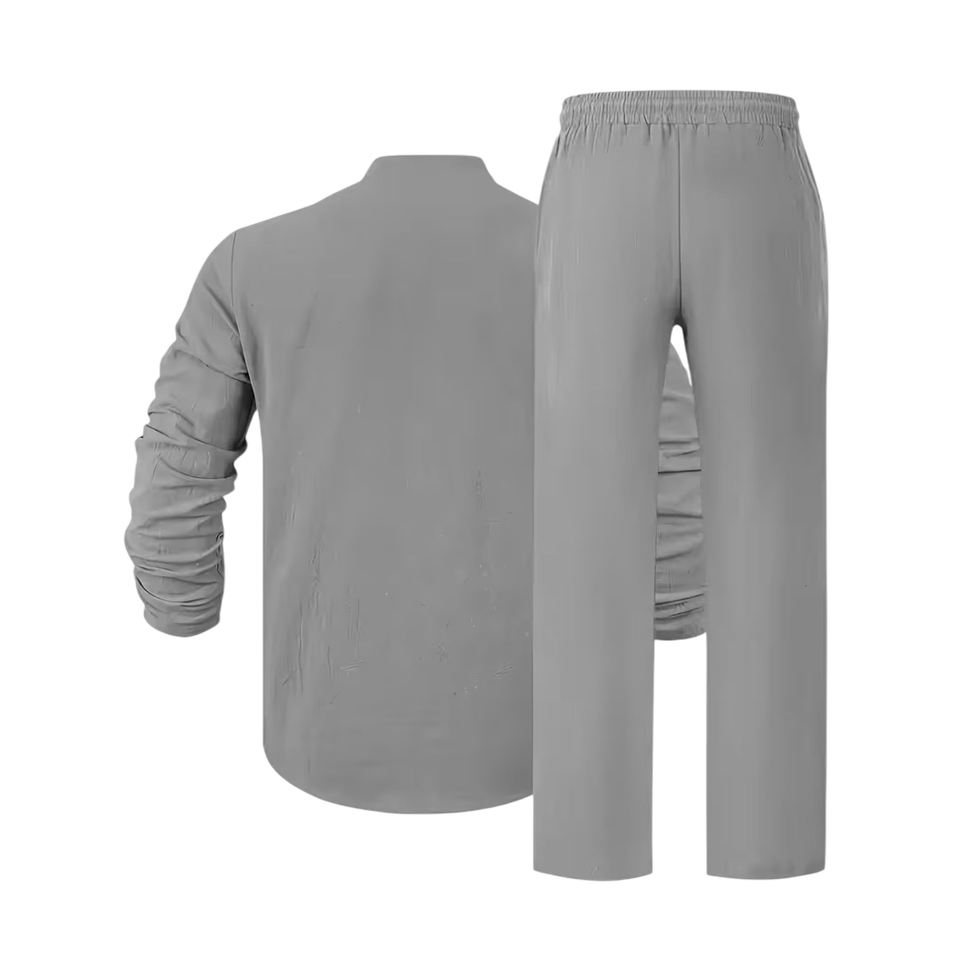 Atelier Rivelle | Ensemble Lin Homme Ample Col V Manches Longues Ceinture Décontracté
