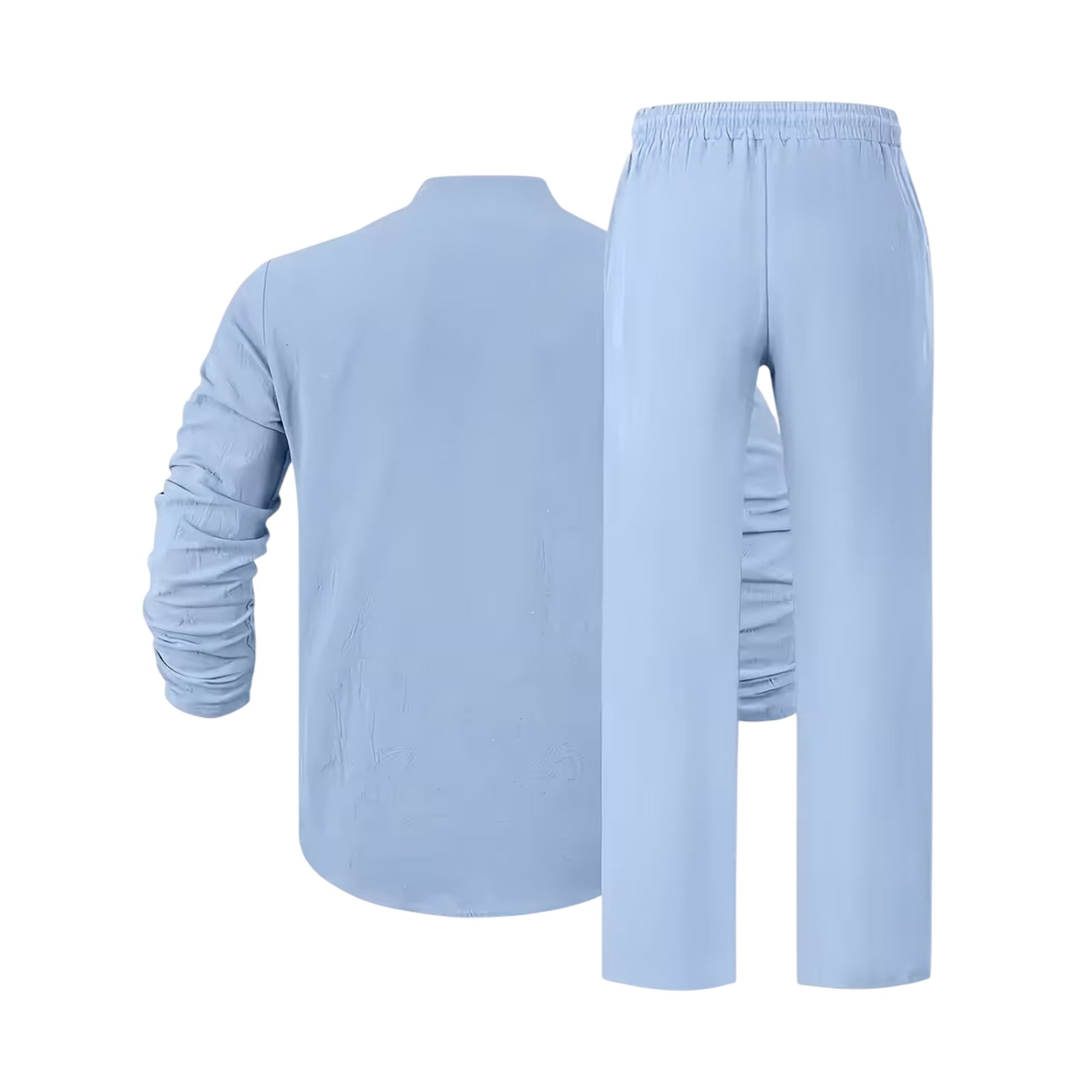 Atelier Rivelle | Ensemble Lin Homme Ample Col V Manches Longues Ceinture Décontracté