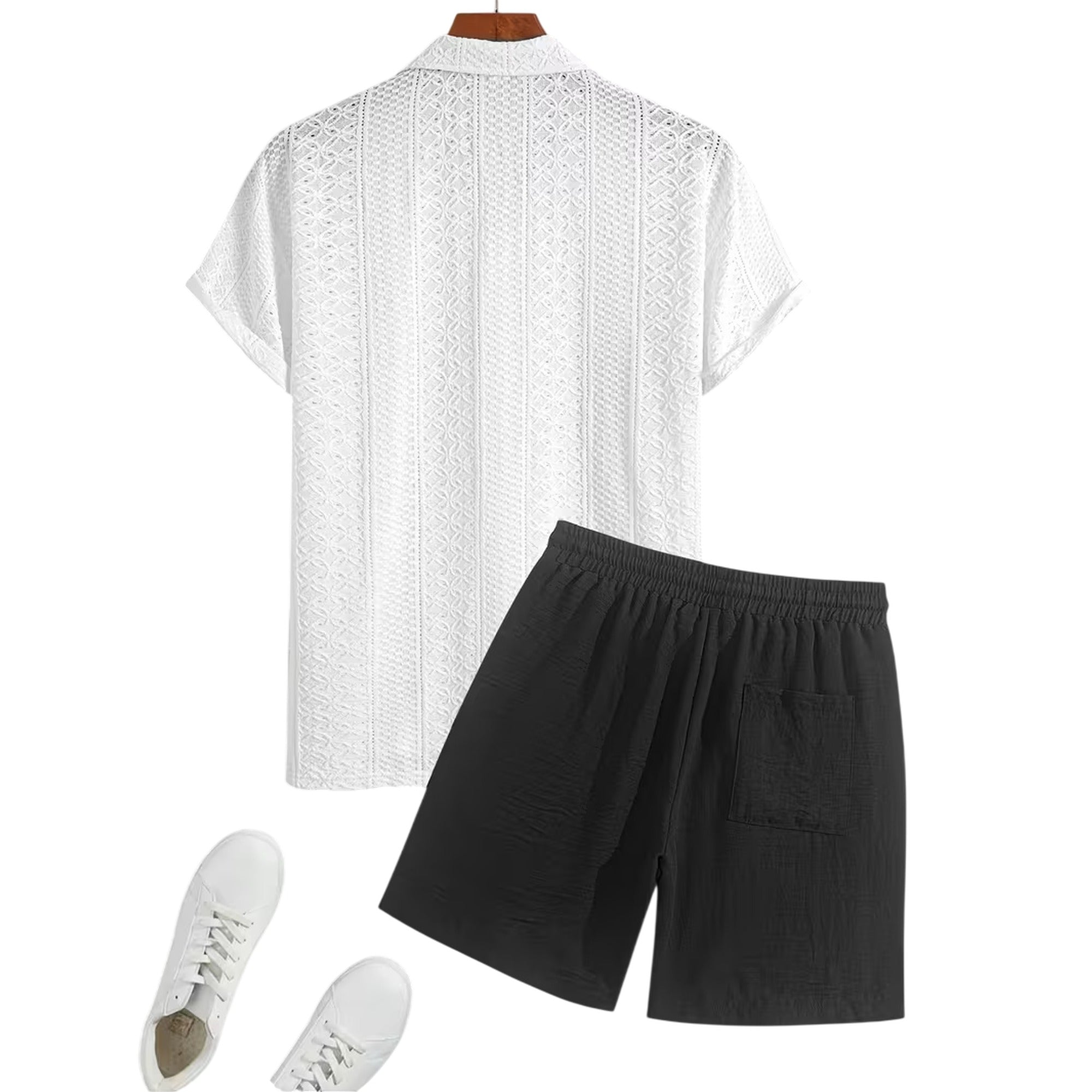Atelier Rivelle | Ensemble Lin Homme Été Chemise Col Cubain Short Décontracté
