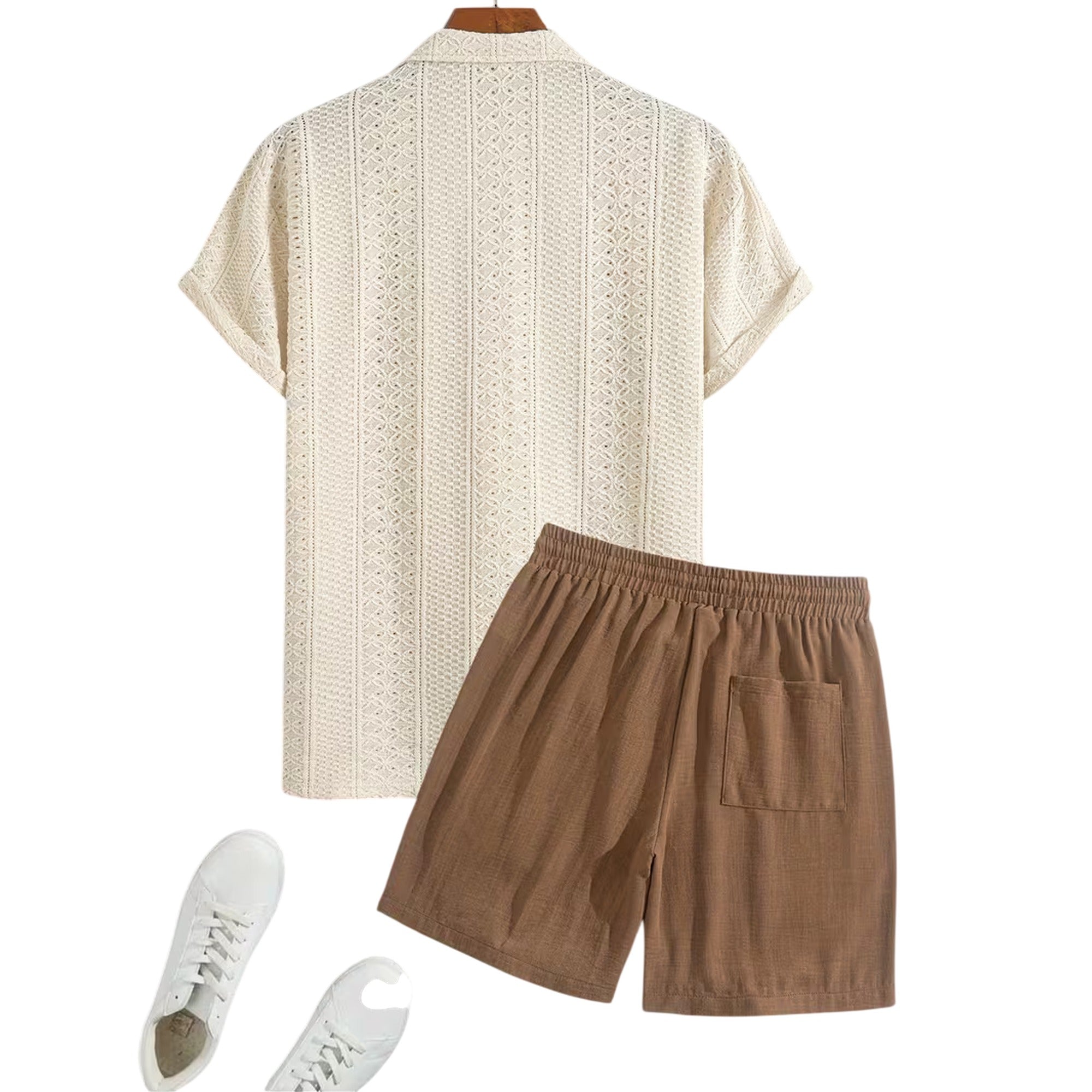Atelier Rivelle | Ensemble Lin Homme Été Chemise Col Cubain Short Décontracté