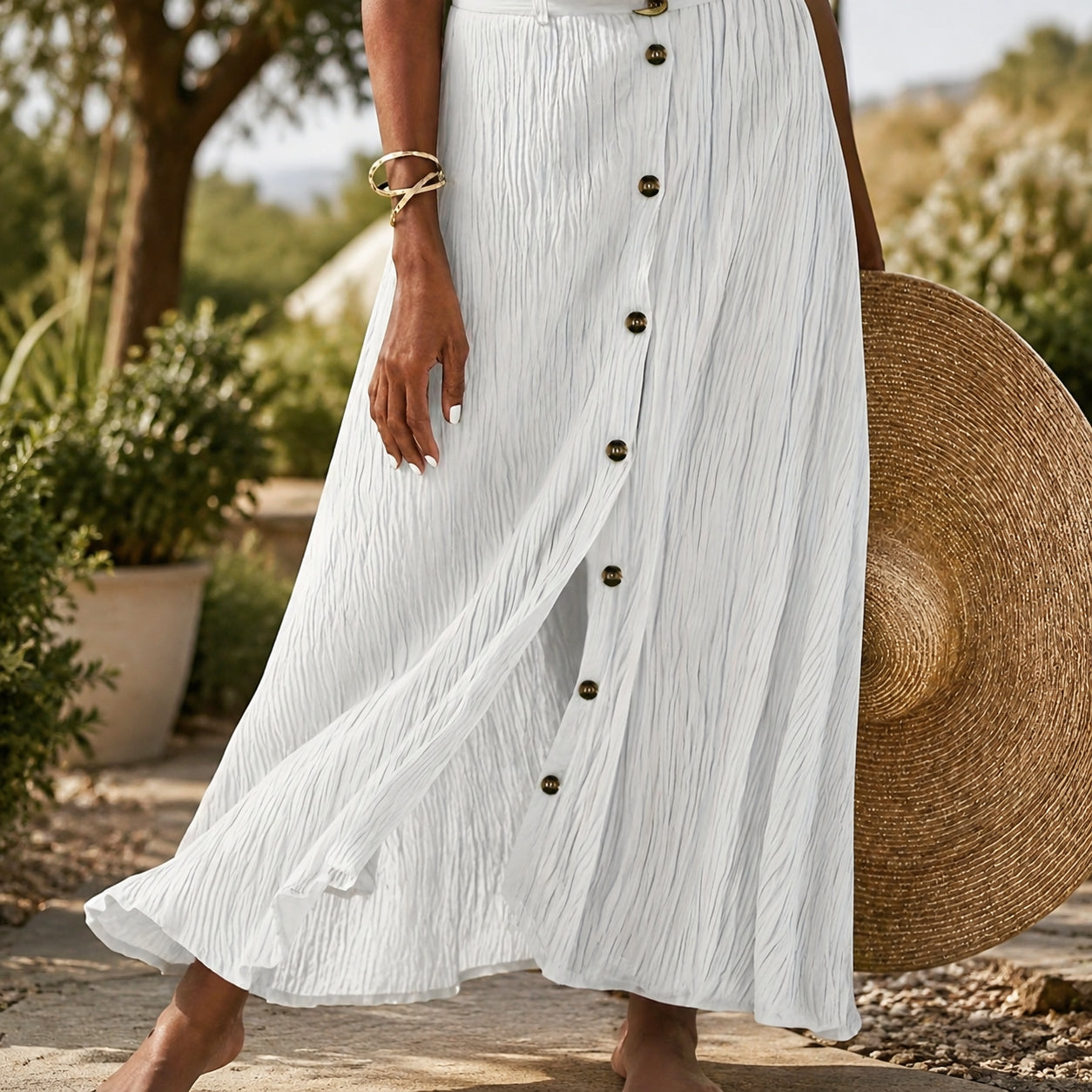 Atelier Rivelle | Jupe Midi Femme Trapèze Fente Élégante Taille Élastique