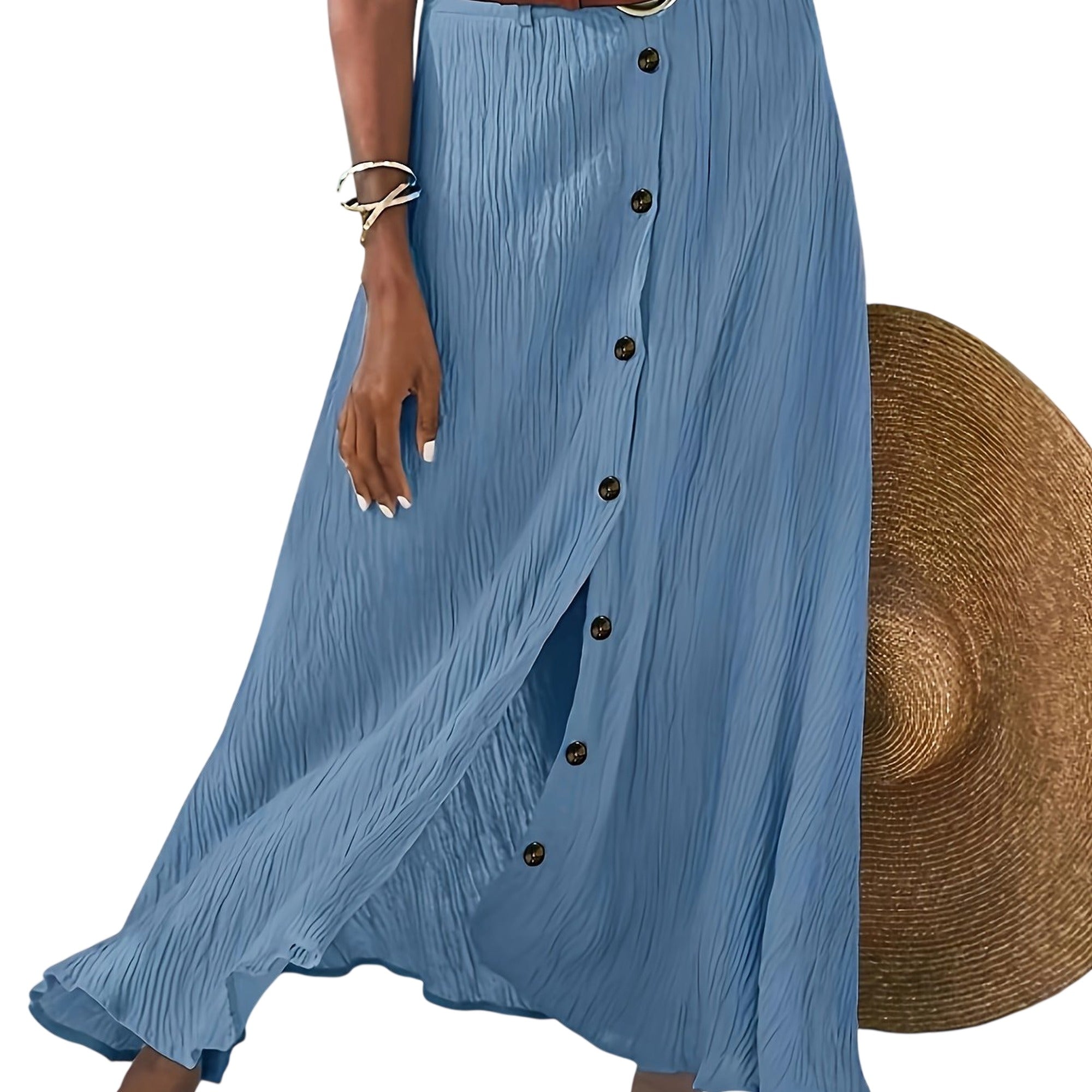 Atelier Rivelle | Jupe Midi Femme Trapèze Fente Élégante Taille Élastique