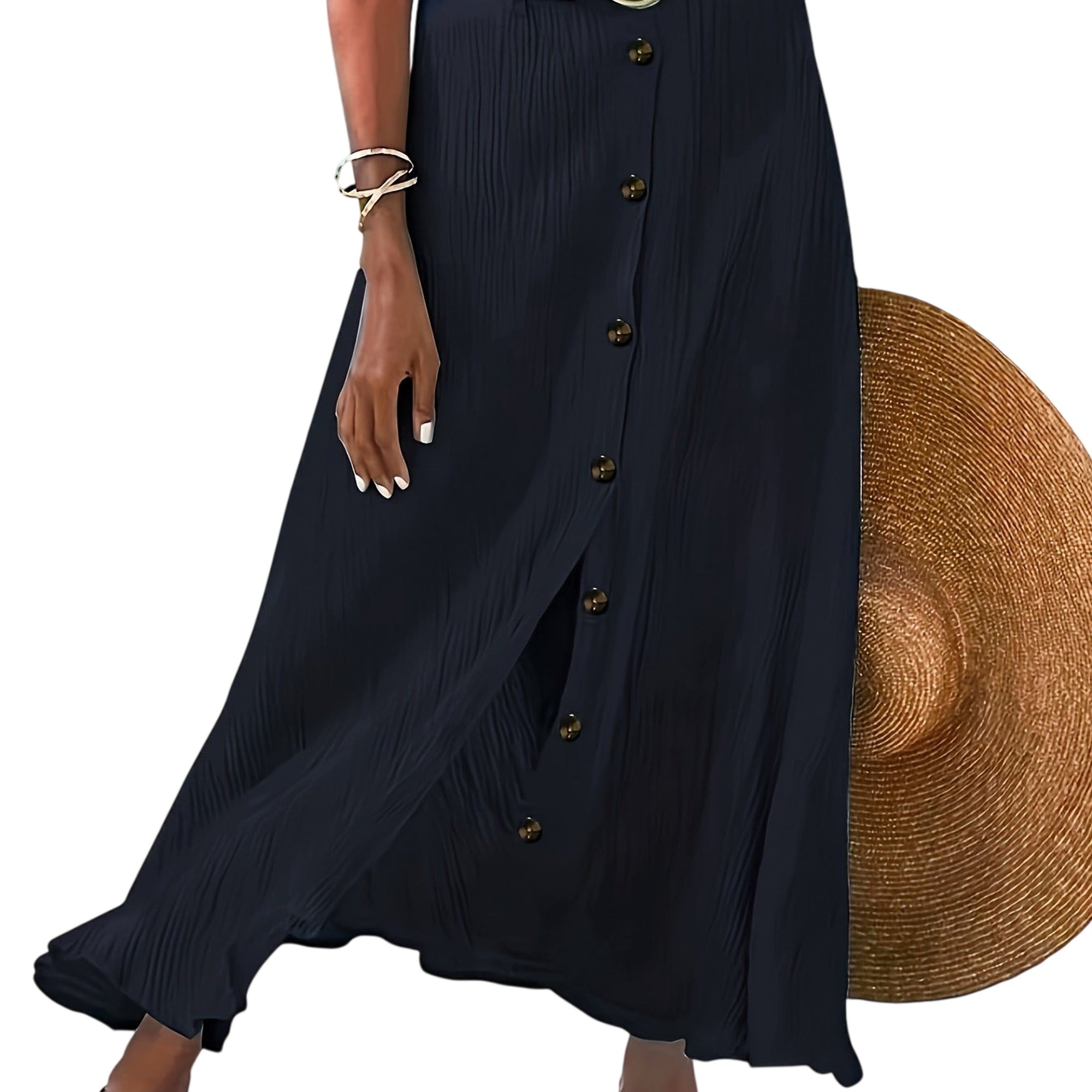Atelier Rivelle | Jupe Midi Femme Trapèze Fente Élégante Taille Élastique