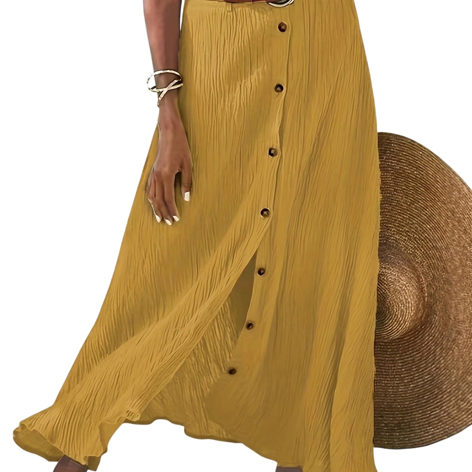 Atelier Rivelle | Jupe Midi Femme Trapèze Fente Élégante Taille Élastique