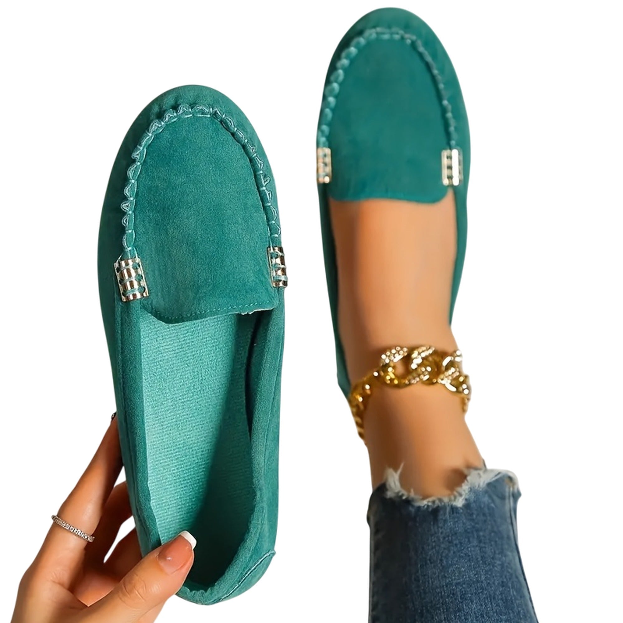 Atelier Rivelle | Mocassins Femme Cuir Souple Bout Rond Détails Métalliques Chic