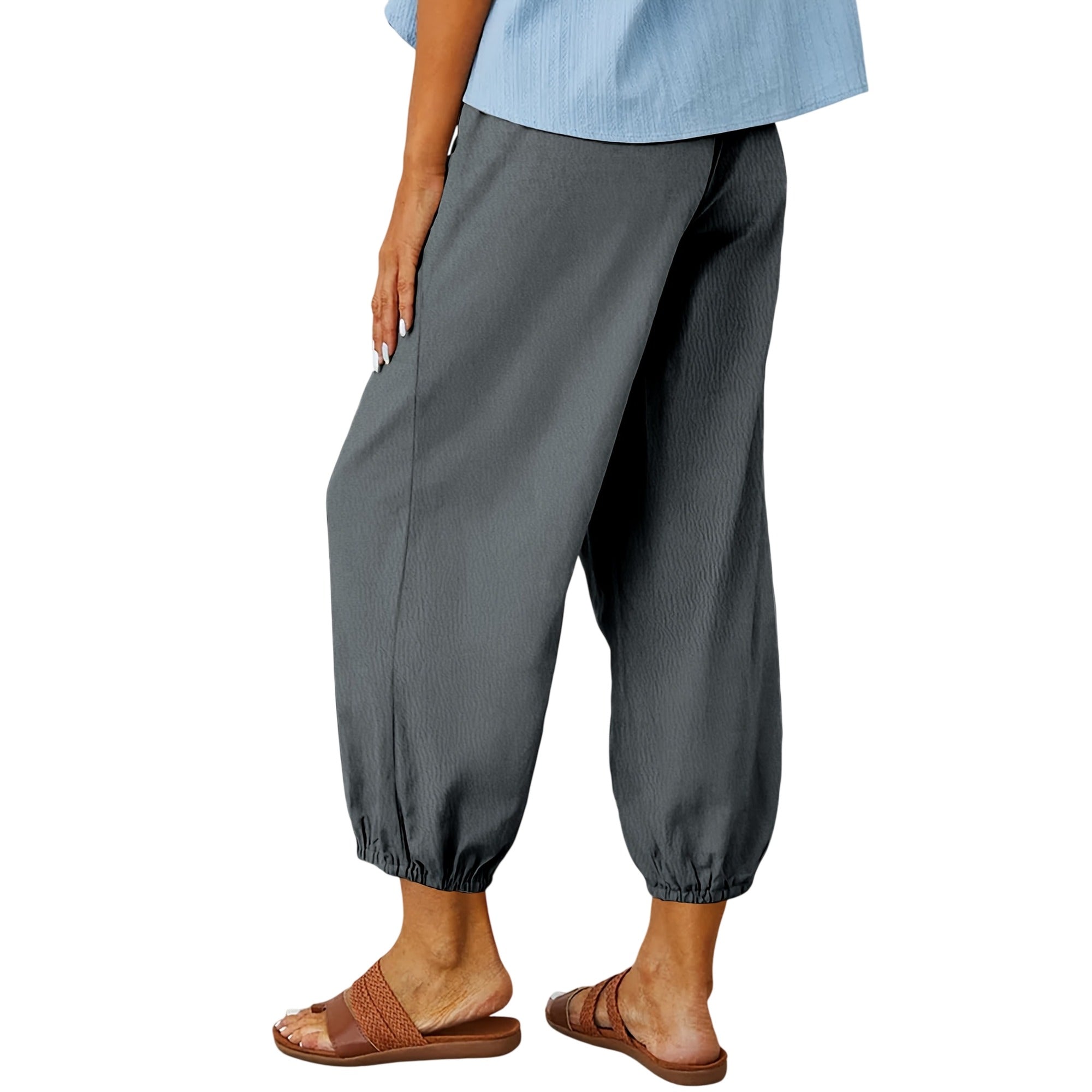 Atelier Rivelle | Pantalon Capri Femme Été Ample Léger Taille Coulissante