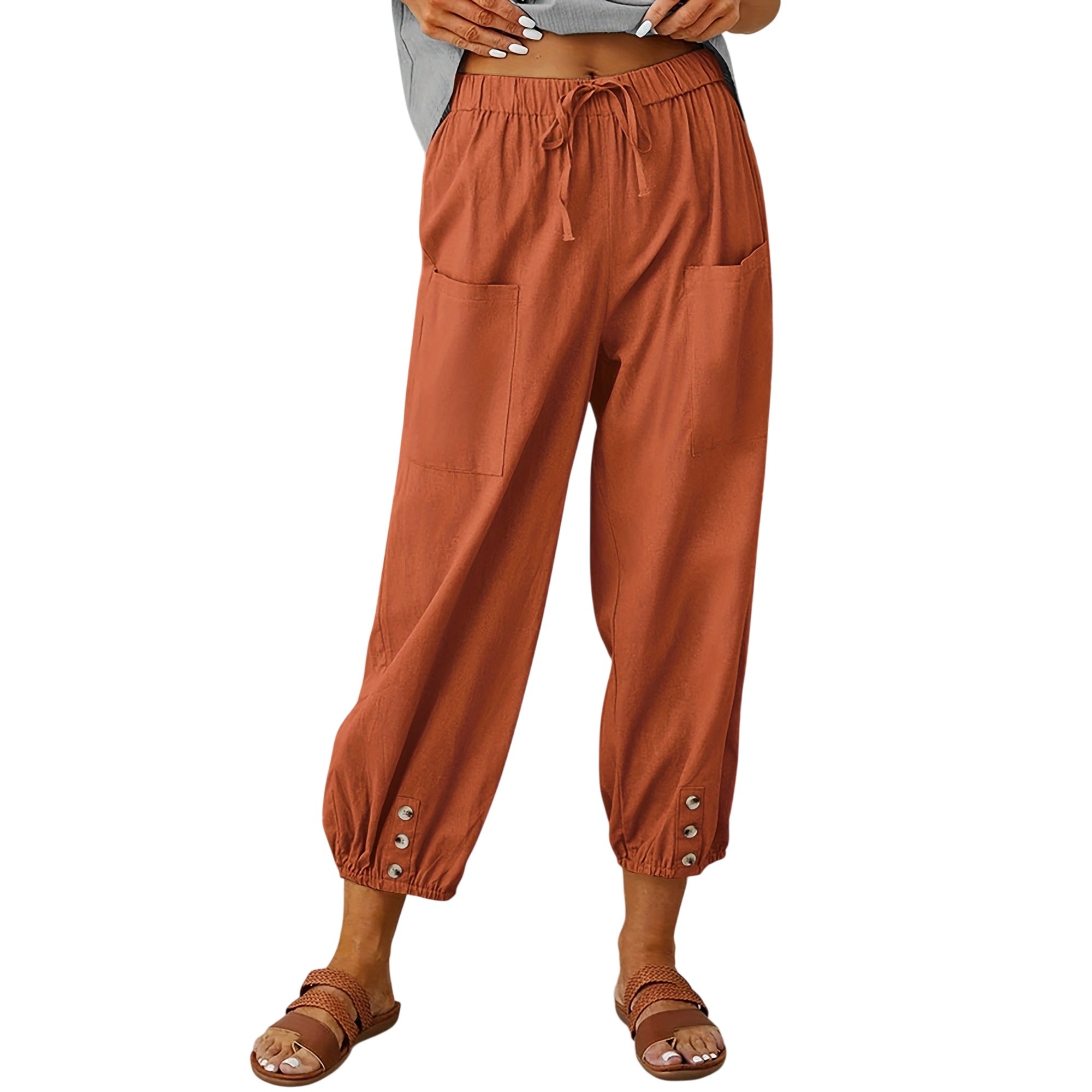 Atelier Rivelle | Pantalon Capri Femme Été Ample Léger Taille Coulissante