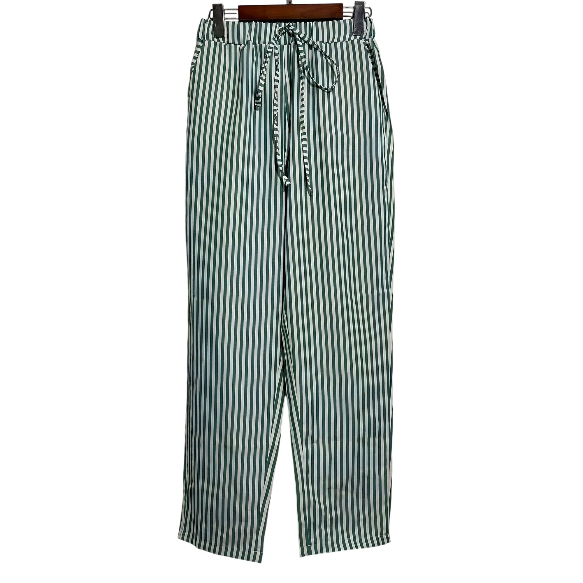 Atelier Rivelle | Pantalon Femme Ample Rayé Taille Haute Léger