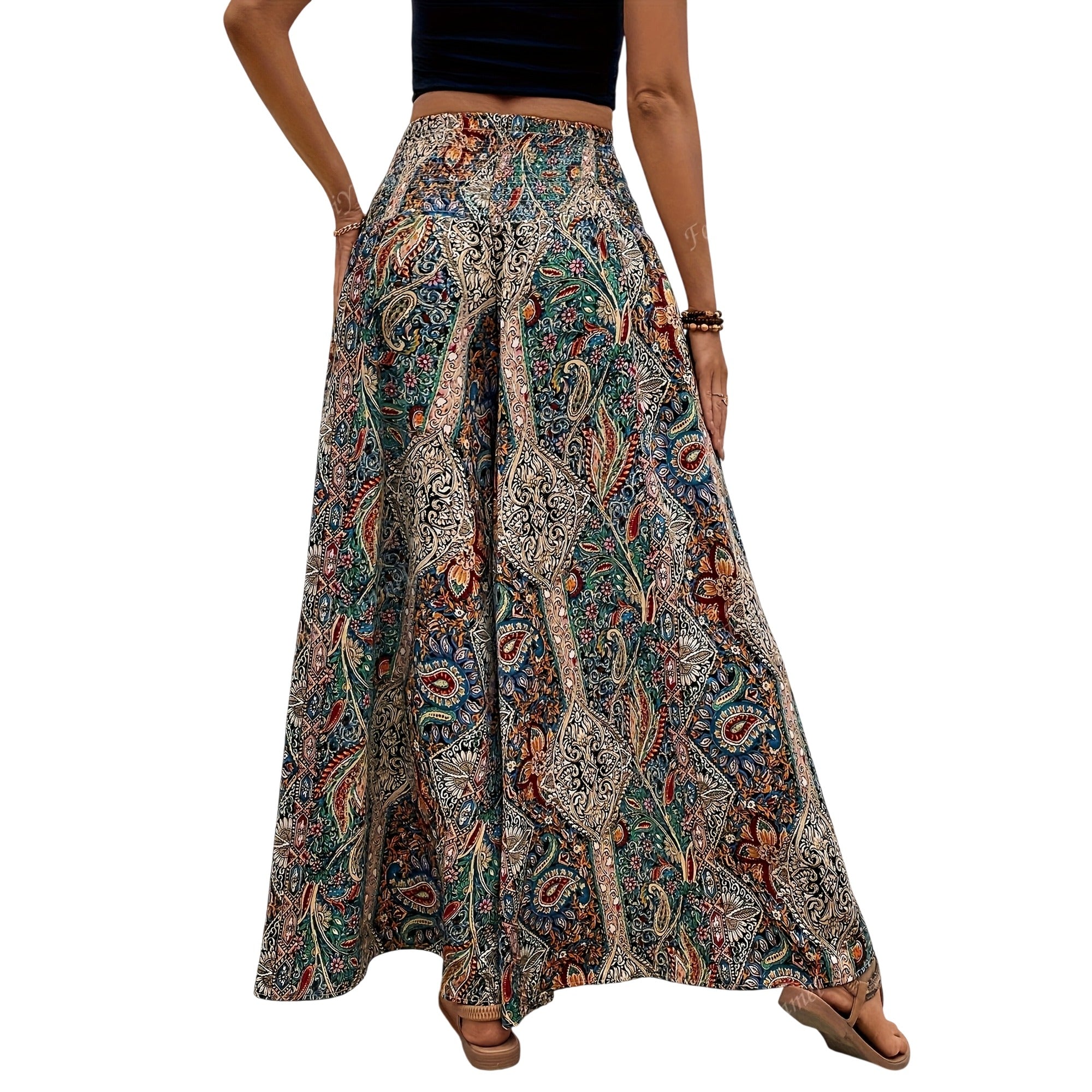Atelier Rivelle | Pantalon Femme Bohème Taille Haute Élastique Fluide