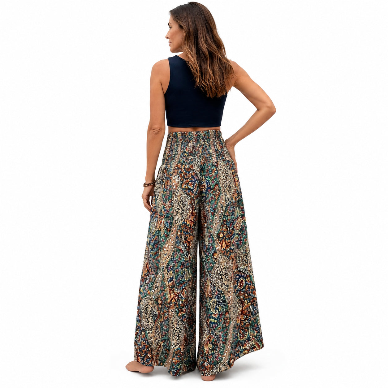 Atelier Rivelle | Pantalon Femme Bohème Taille Haute Élastique Fluide