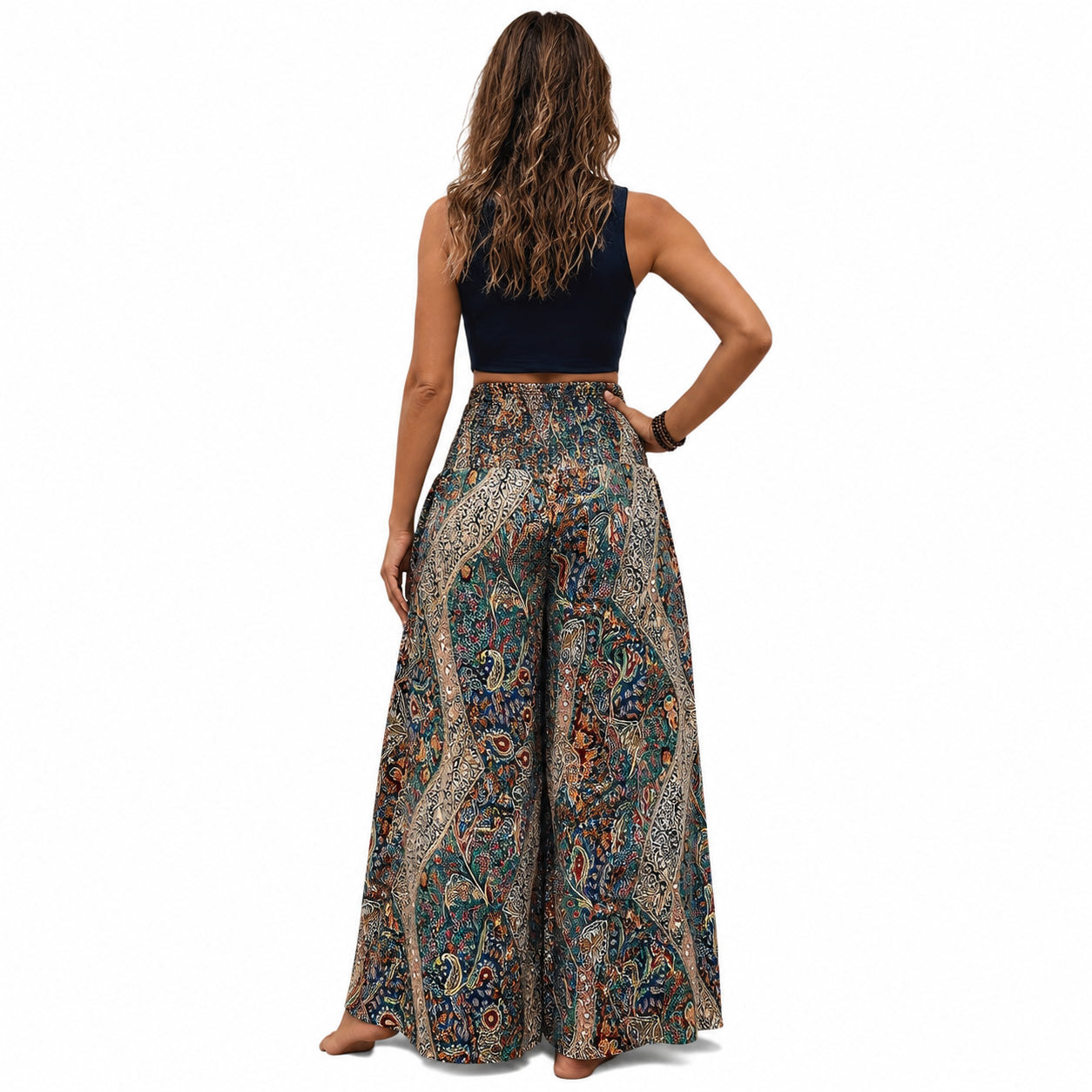 Atelier Rivelle | Pantalon Femme Bohème Taille Haute Élastique Fluide