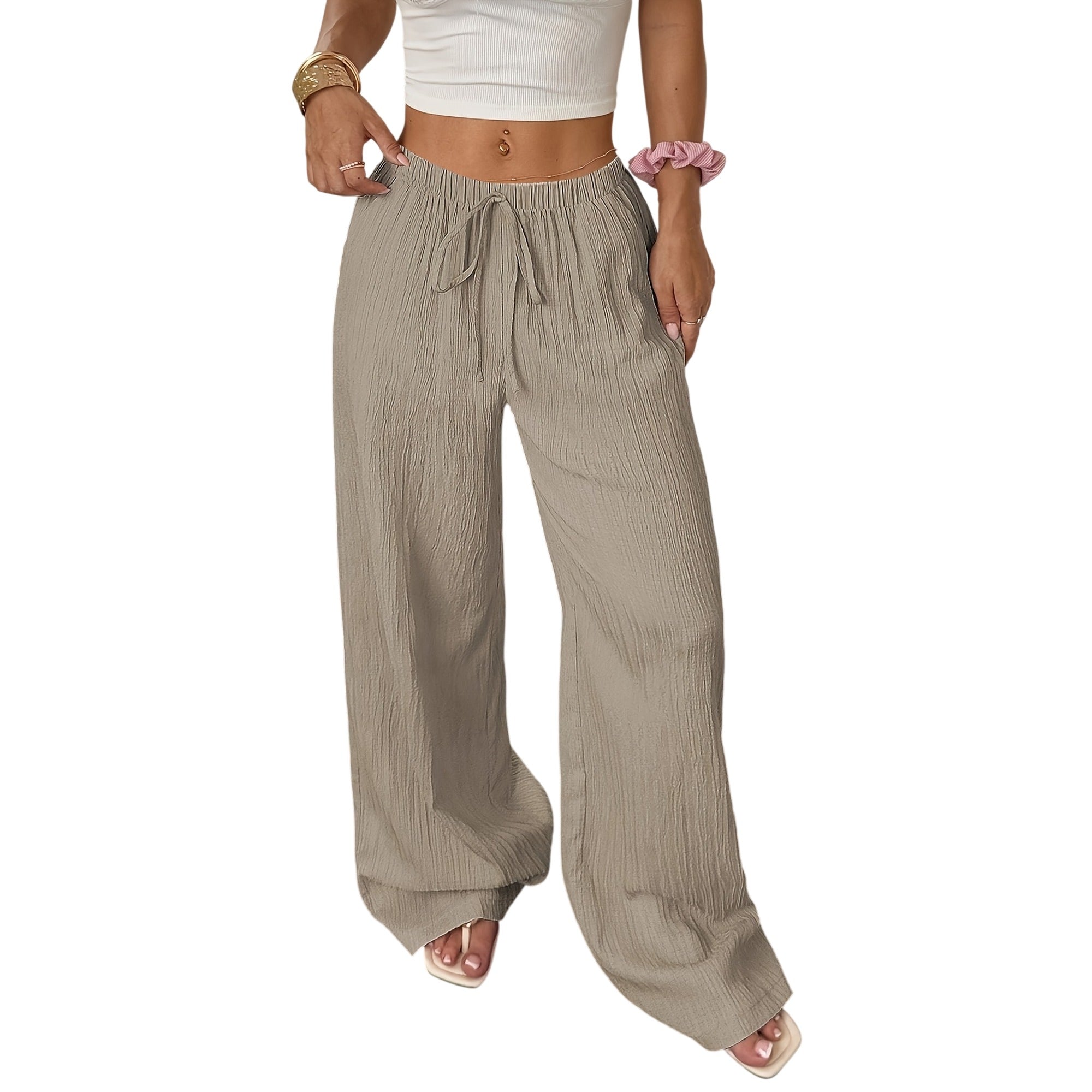 Atelier Rivelle | Pantalon Large Femme Été Fluide Élégant Uni
