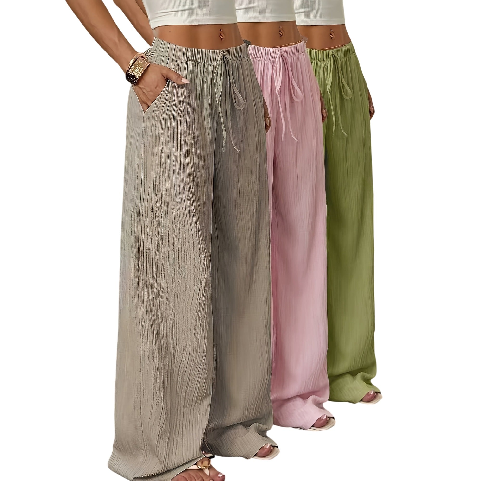 Atelier Rivelle | Pantalon Large Femme Été Fluide Élégant Uni
