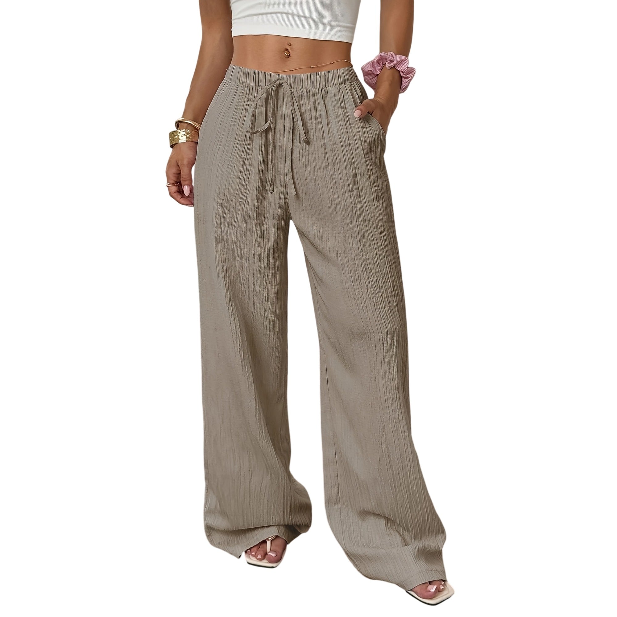 Atelier Rivelle | Pantalon Large Femme Été Fluide Élégant Uni