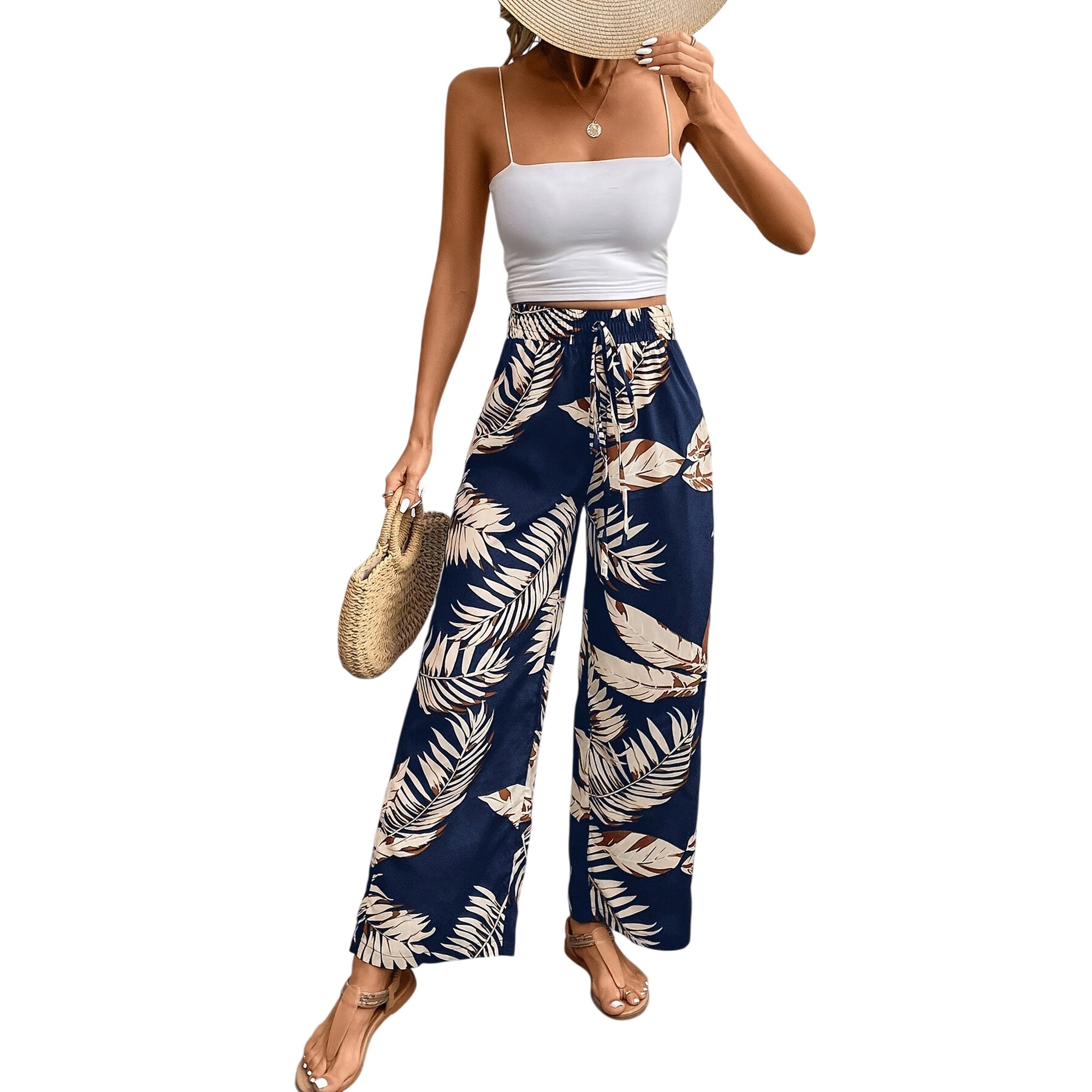 Atelier Rivelle | Pantalon Large Femme Fluide Imprimé Floral Chic
