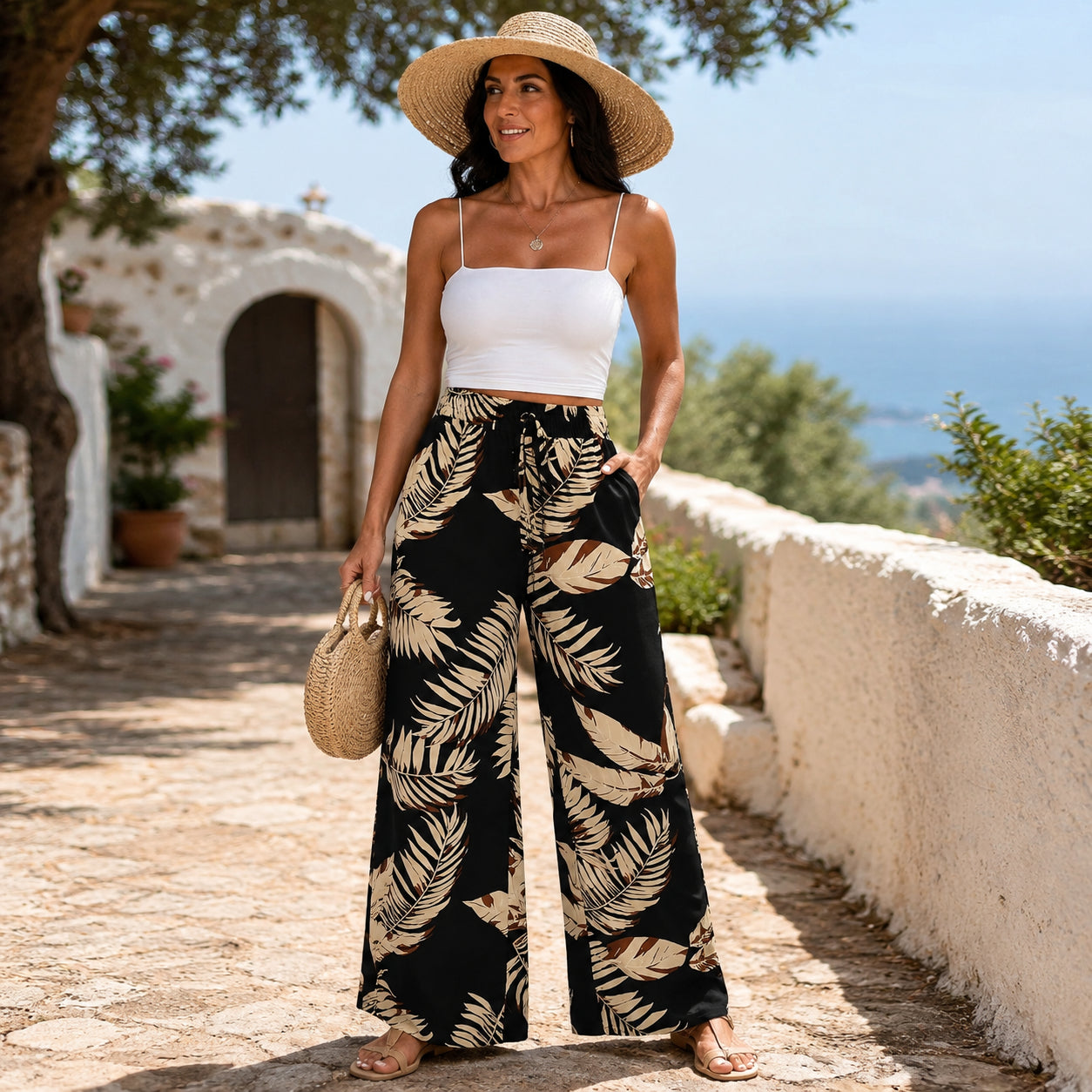 Atelier Rivelle | Pantalon Large Femme Fluide Imprimé Floral Chic