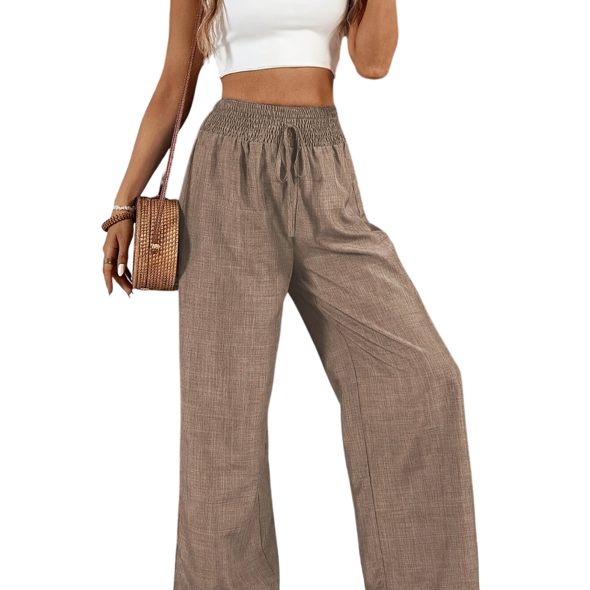Atelier Rivelle | Pantalon Large Femme Fluide Taille Froncée Élégant Confort
