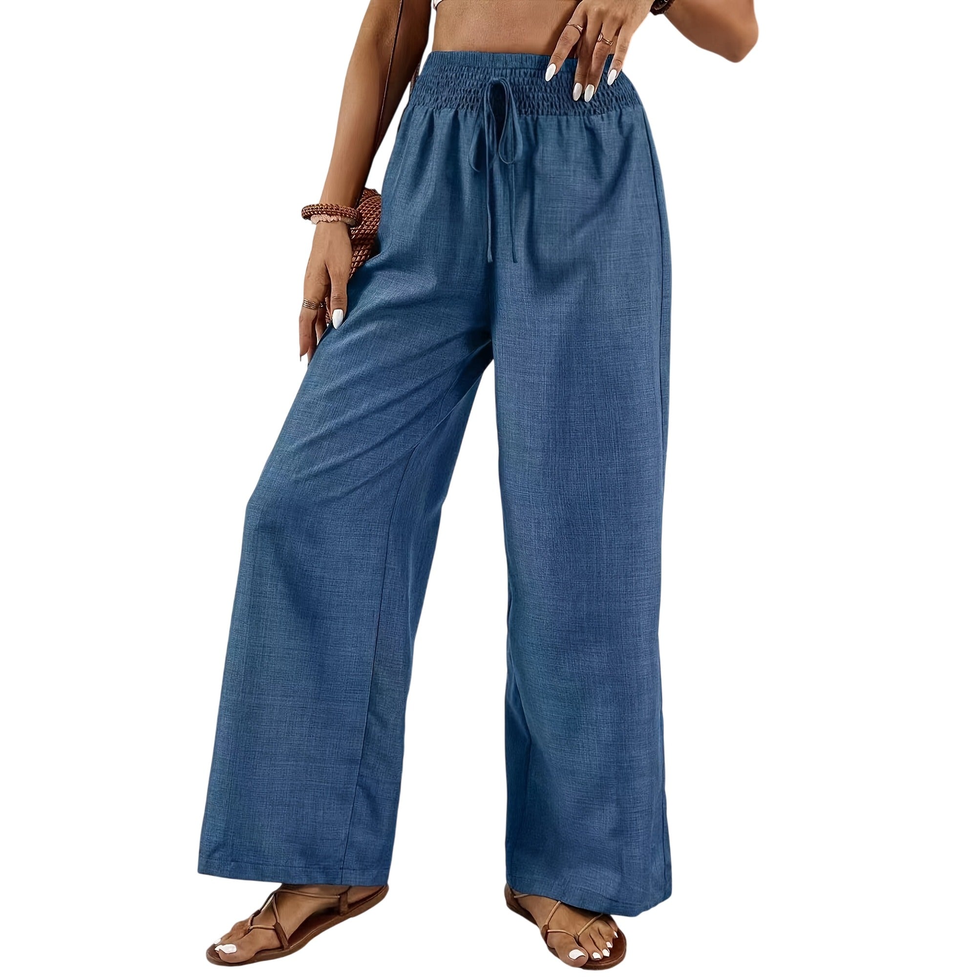 Atelier Rivelle | Pantalon Large Femme Fluide Taille Froncée Élégant Confort