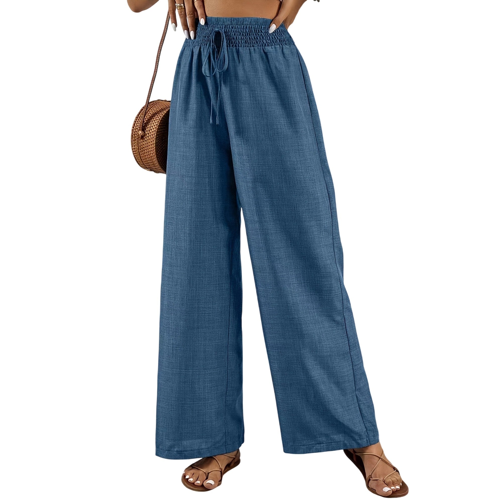 Atelier Rivelle | Pantalon Large Femme Fluide Taille Froncée Élégant Confort