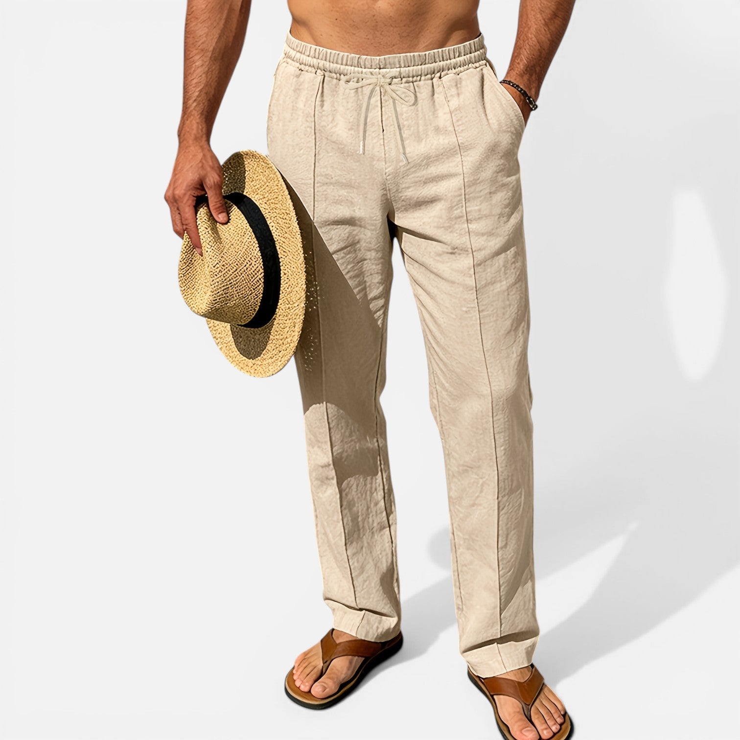 Atelier Rivelle | Pantalon Lin Homme Été Léger Respirant Vacances Plage