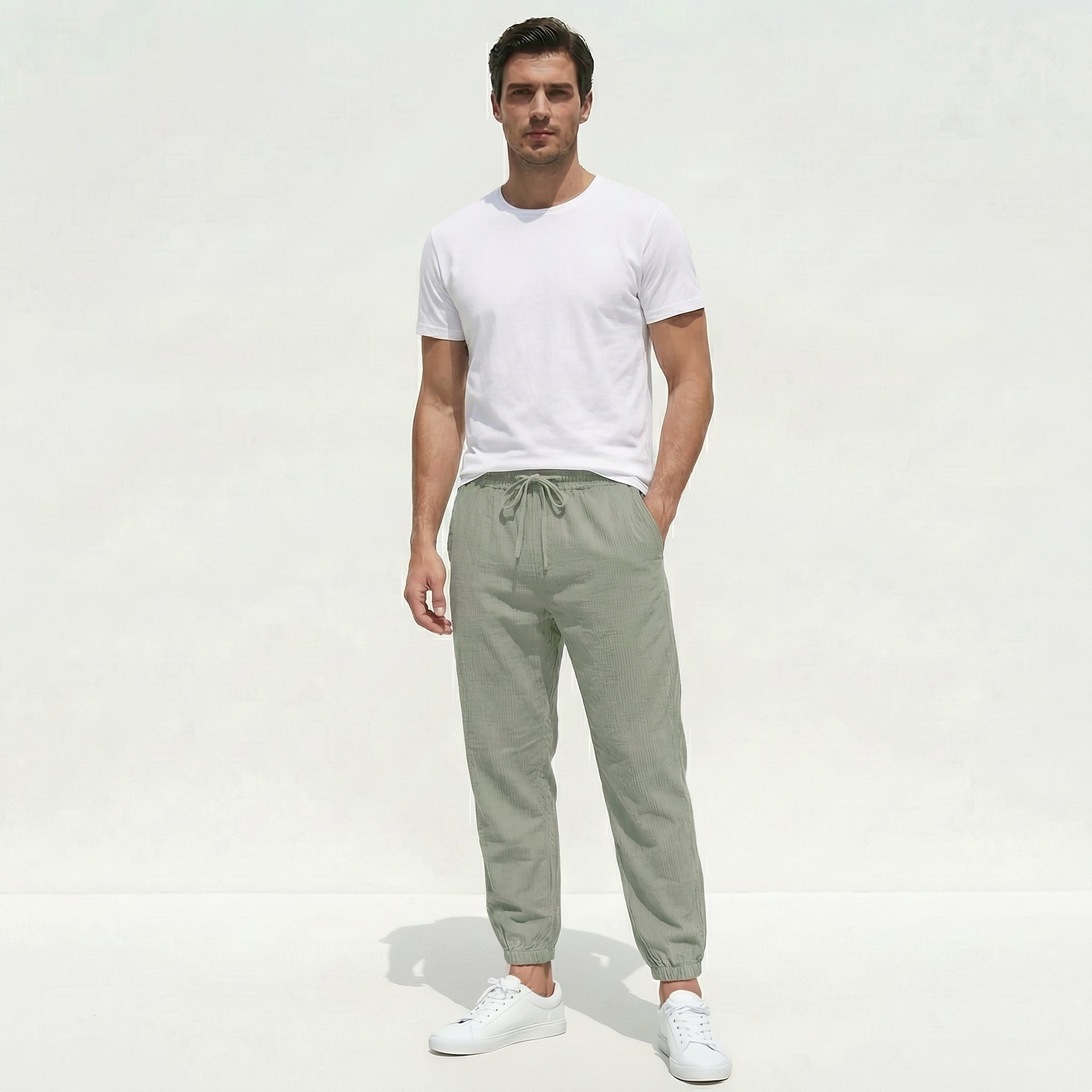 Atelier Rivelle | Pantalon Lin Homme Léger Été Confort Taille Élastique Plage